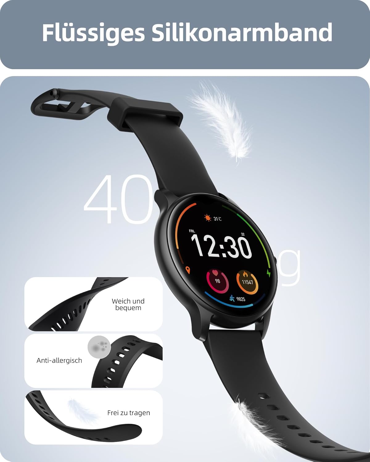 Parsonver SPROD1 Herren Smartwatch mit Telefonfunktion, Fitnessuhr Damen Herren mit Schrittzähler, 100+ Sportmodi, IP68 Wasserdicht, Sportuhr mit Herzfrequenz-Schlafmonitor, für Android & iOS, Schwarz – Bild 2