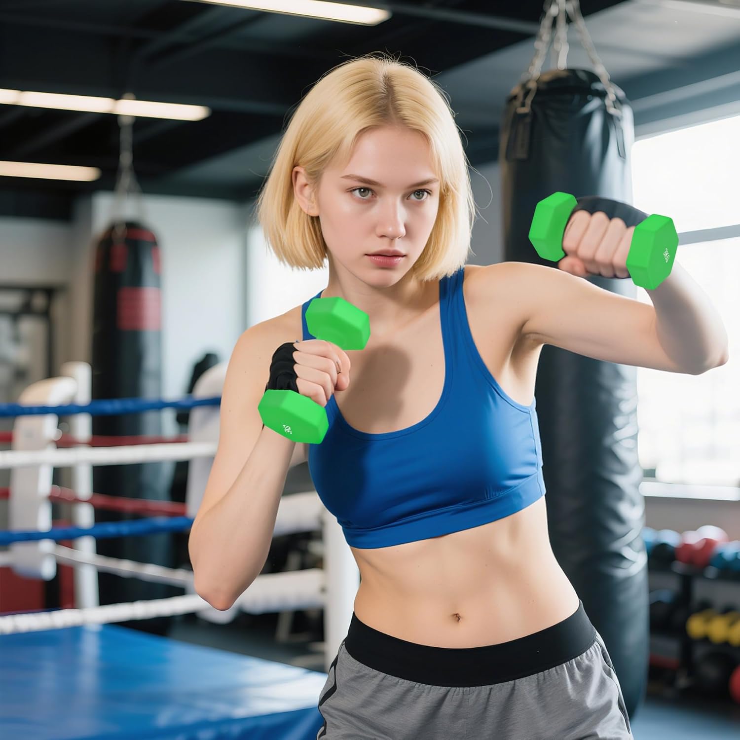 SPORTNOW Hantelset 2 x 1 kg, 2 x 3 kg, 2 x 5 kg mit Hantelständer, 6 Hanteln aus Metall für Gymnastik, Fitness, Zuhause – Bild 9