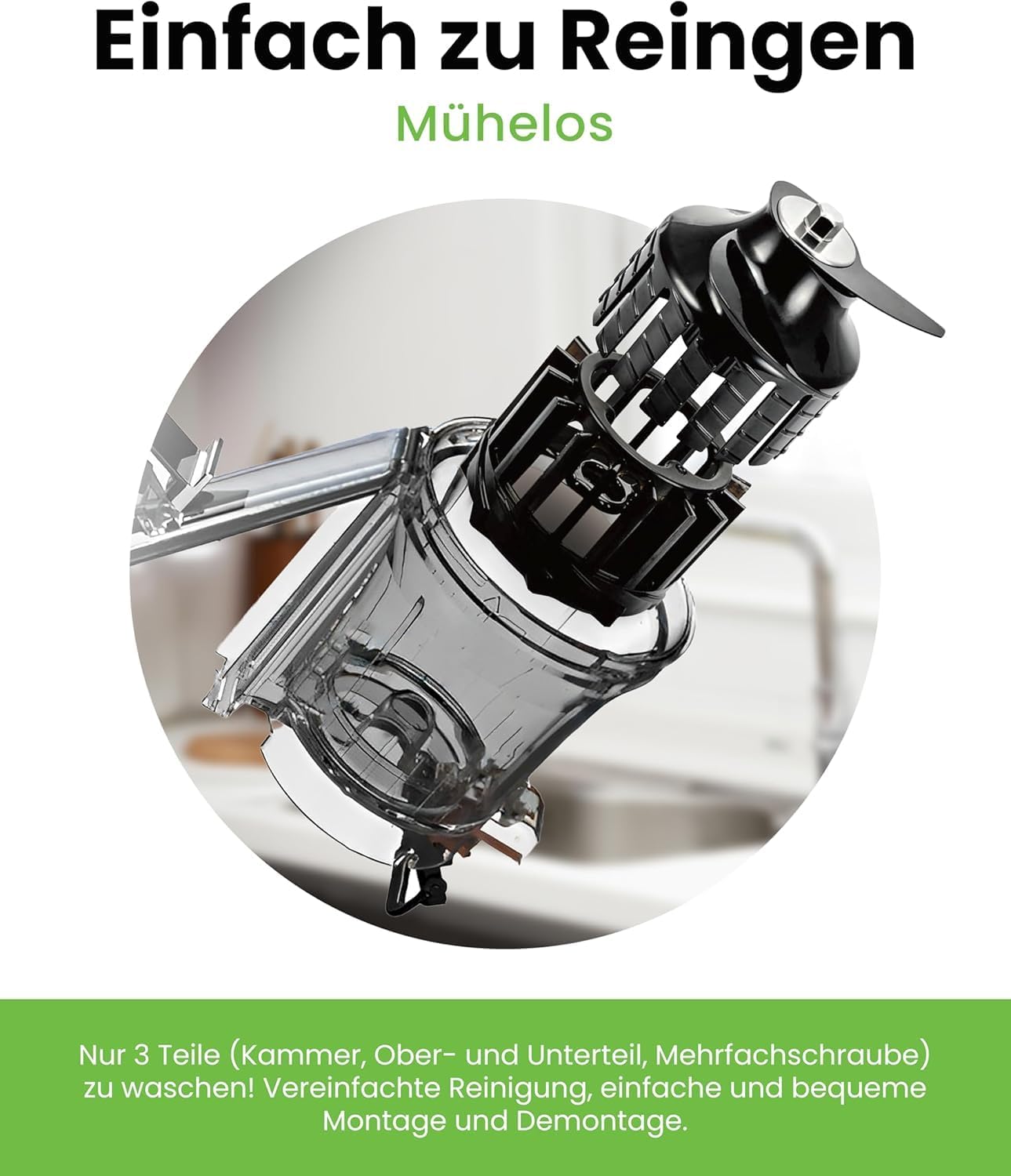 HUROM | H400 | Entsafter für Obst und Gemüse | Hurom Easy Clean H400 | Schneidschüssel | 150 Watt | BPA-frei | Grau – Bild 5