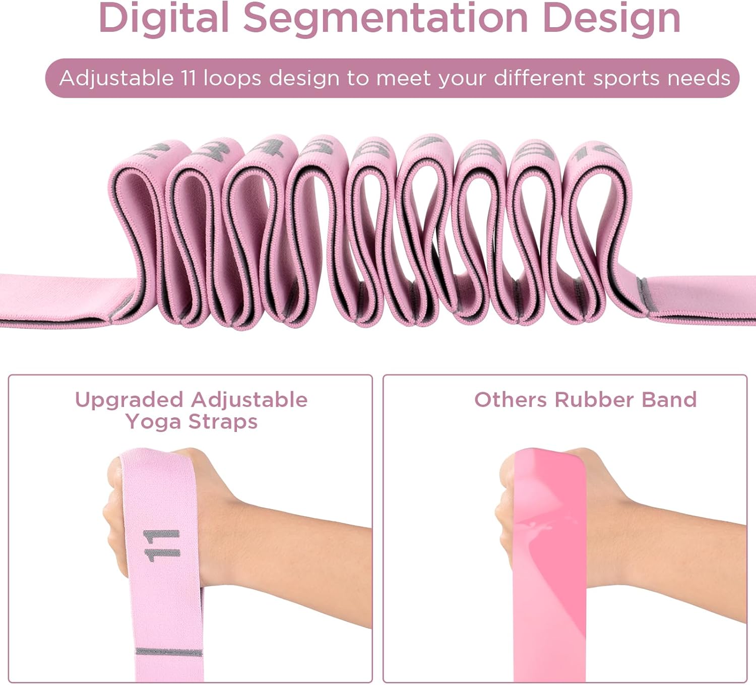 AiQInu Yoga Stretch Gurt, Widerstandsbänder mit 11 Schleifen, hochelastischer Fitnessbänder, hochelastischer elastischer Widerstandsbänder für Pilates Fitness Stretching Training – Bild 5