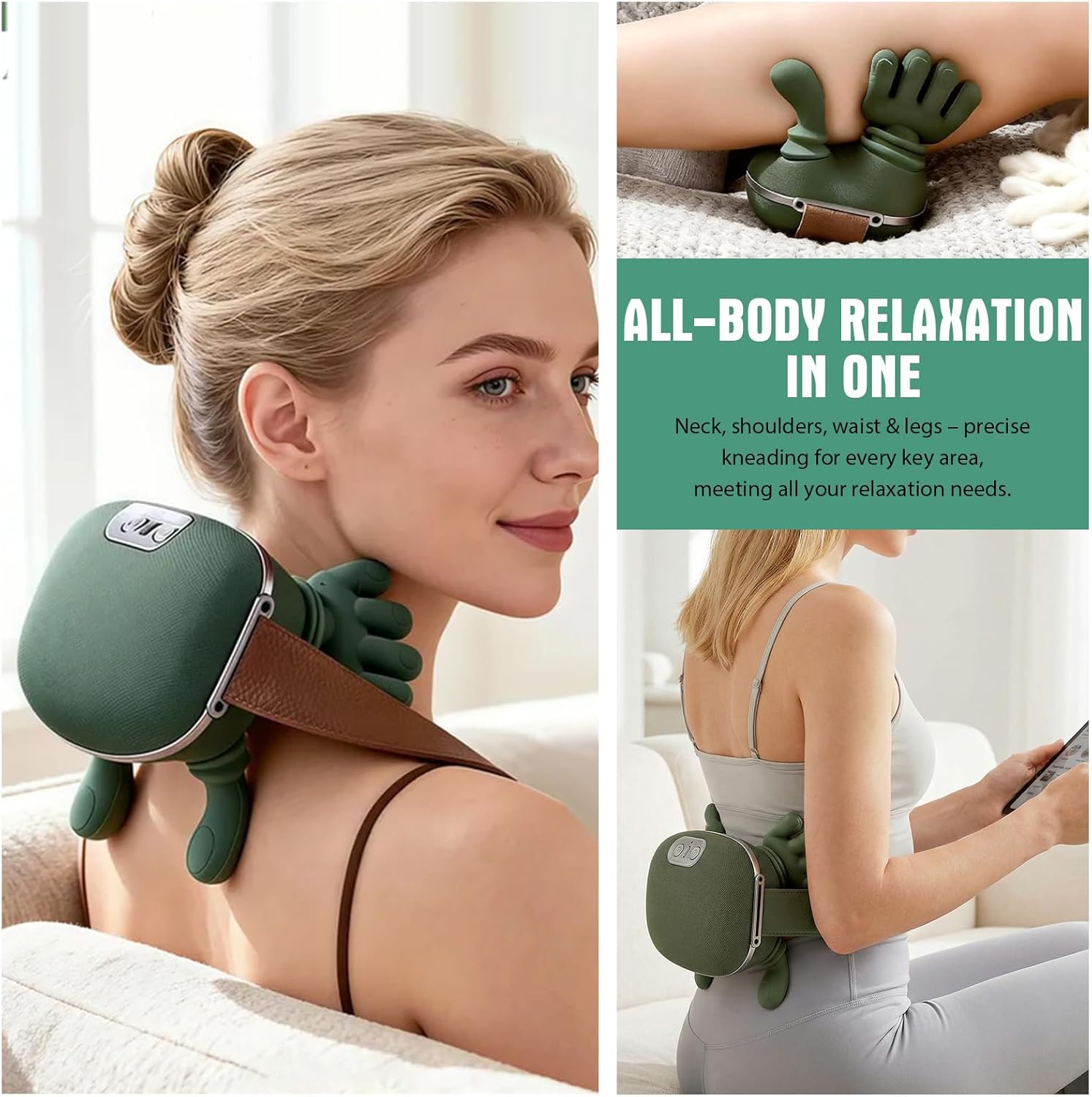 4D Bionic Hand-Nackenmassagegerät, Massagegerät Nacken mit 3 Stufen und 2 Temperaturstufen Wärme für Rücken und Nacken, Shiatsu-Massagegerät zur Schmerzlinderung – Bild 7