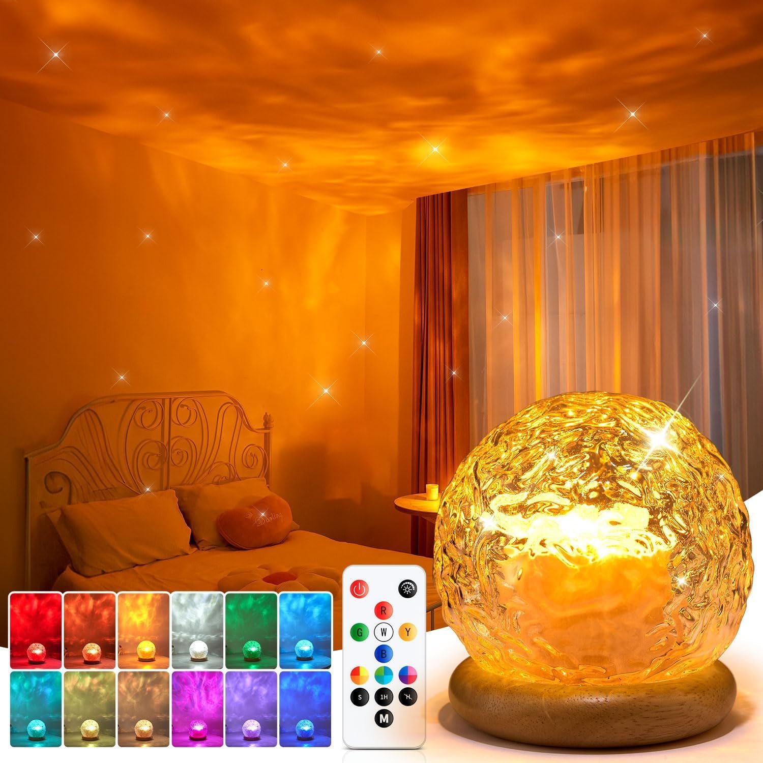 PIKOY Sternenhimmel-Projektor als Kristallkugel mit 18 RGB-Farben, dimmbar & Timer – eine Premium-Dekoration für Gaming & Schlafzimmer und das ideale Geschenk für Frauen & Männer & Kinder