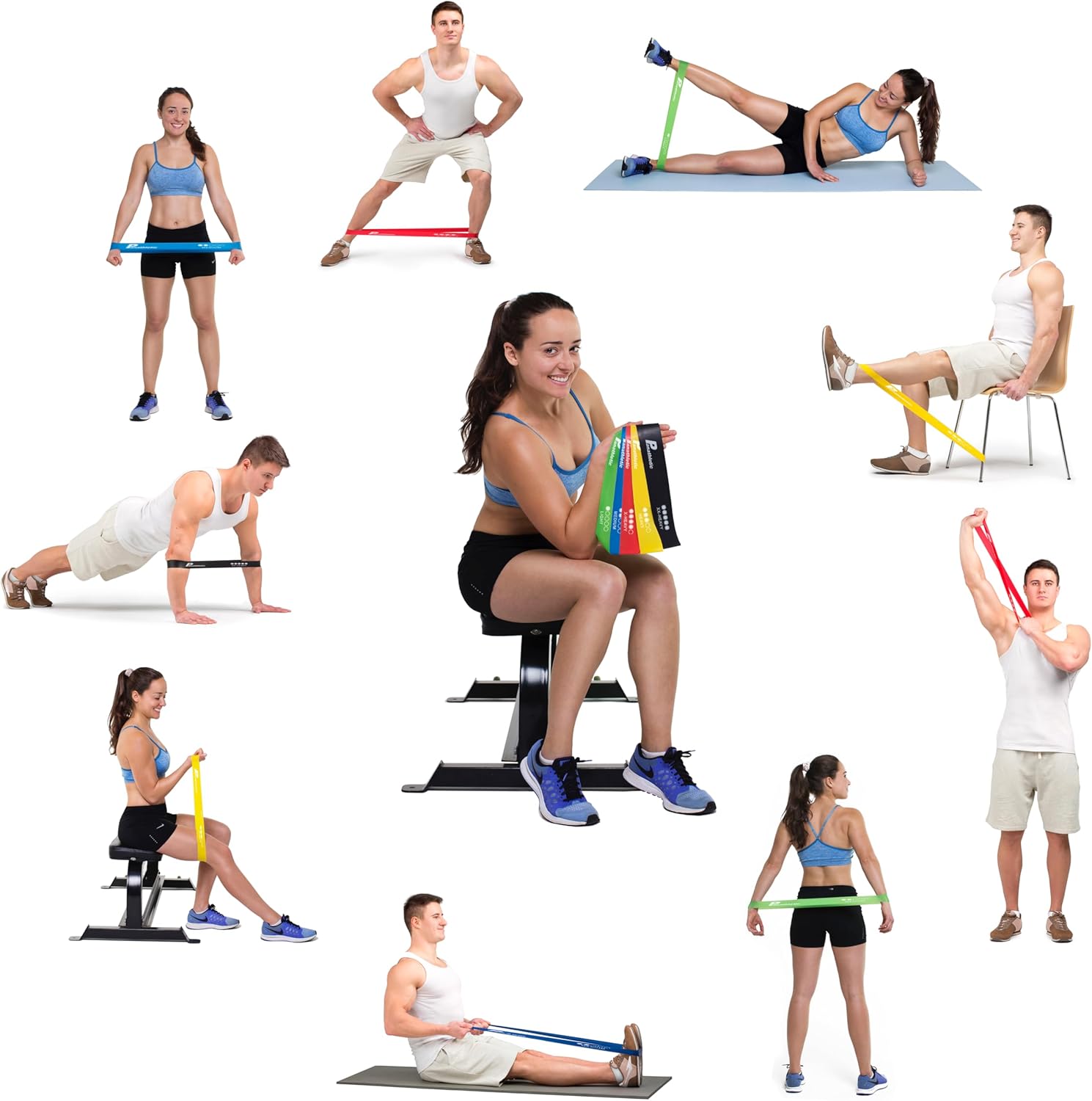 Panathletic Fitnessbänder, Set mit 5 verschiedenen Kraftbändern, Übungsanleitung, eBook auf Deutsch, Tragetasche – 5 x Fitnessbänder, Gymnastikband, Therabänder, Widerstandsbänder – Bild 6
