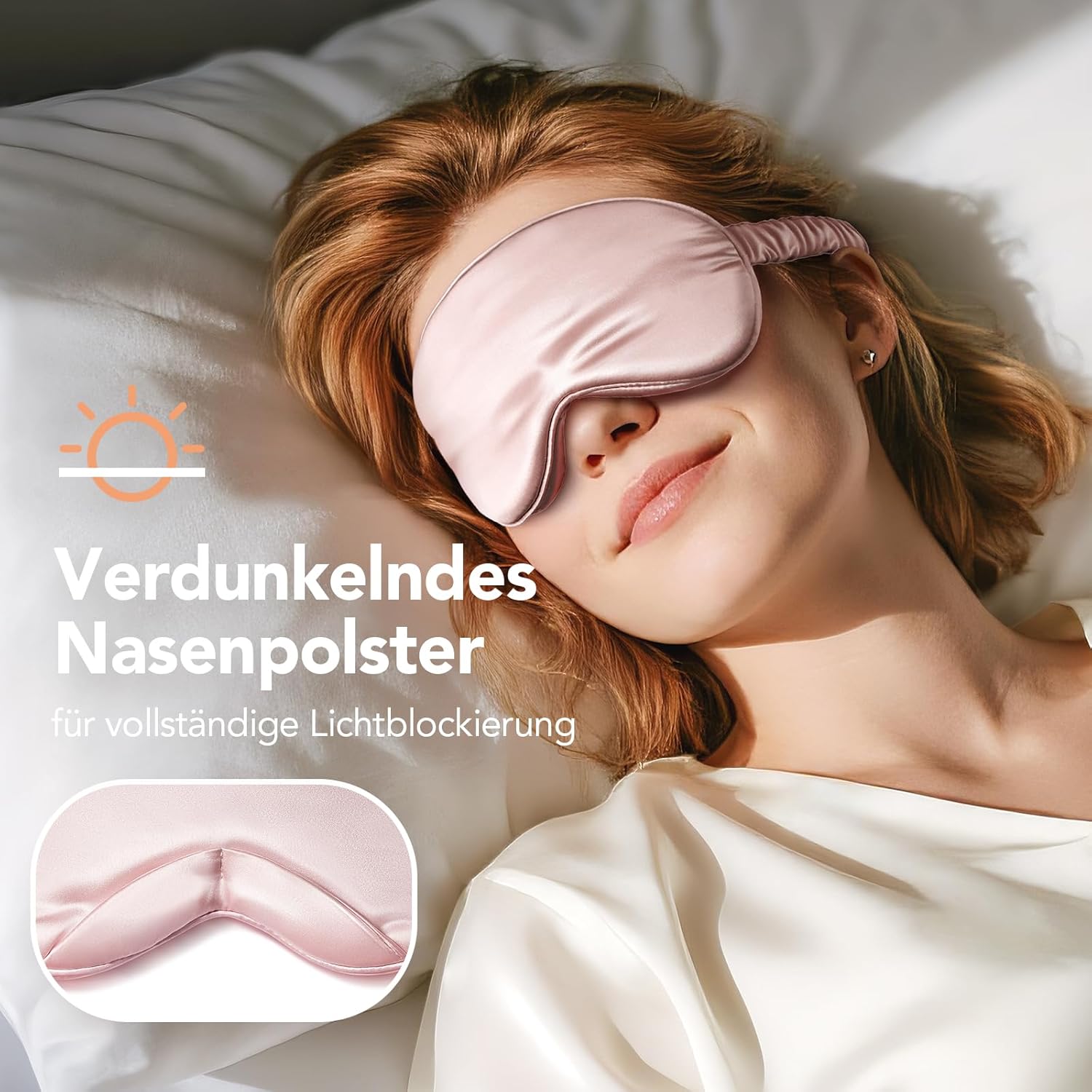 LitBear Seidenschlafmaske für Seitenschläfer, 100 % 22 Momme 6A Maulbeerseidenfüllung und Stoff, lichtblockierende Schlafbrille für Damen und Herren, mit Reisetasche und Haargummi, Rose – Bild 5