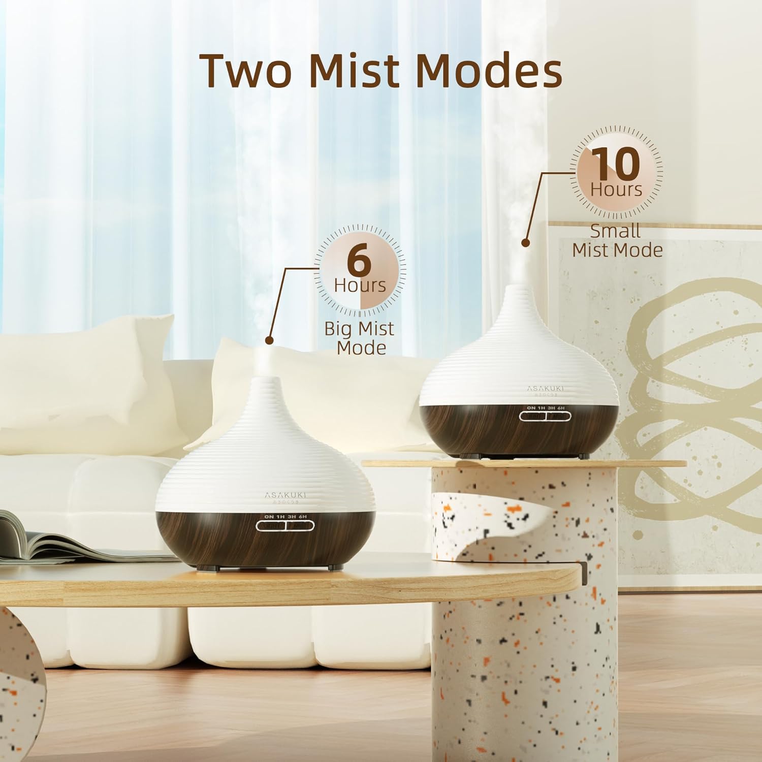 ASAKUKI Aroma-Diffusor 300 ml für Duftöle, Premium-Ultraschall-Luftbefeuchter, Aromatherapie-Öle-Diffusor mit 7 farbigen LED-Lichtern, BPA-frei, Schlafzimmer, Büro, Spa, Geschenk – Bild 5