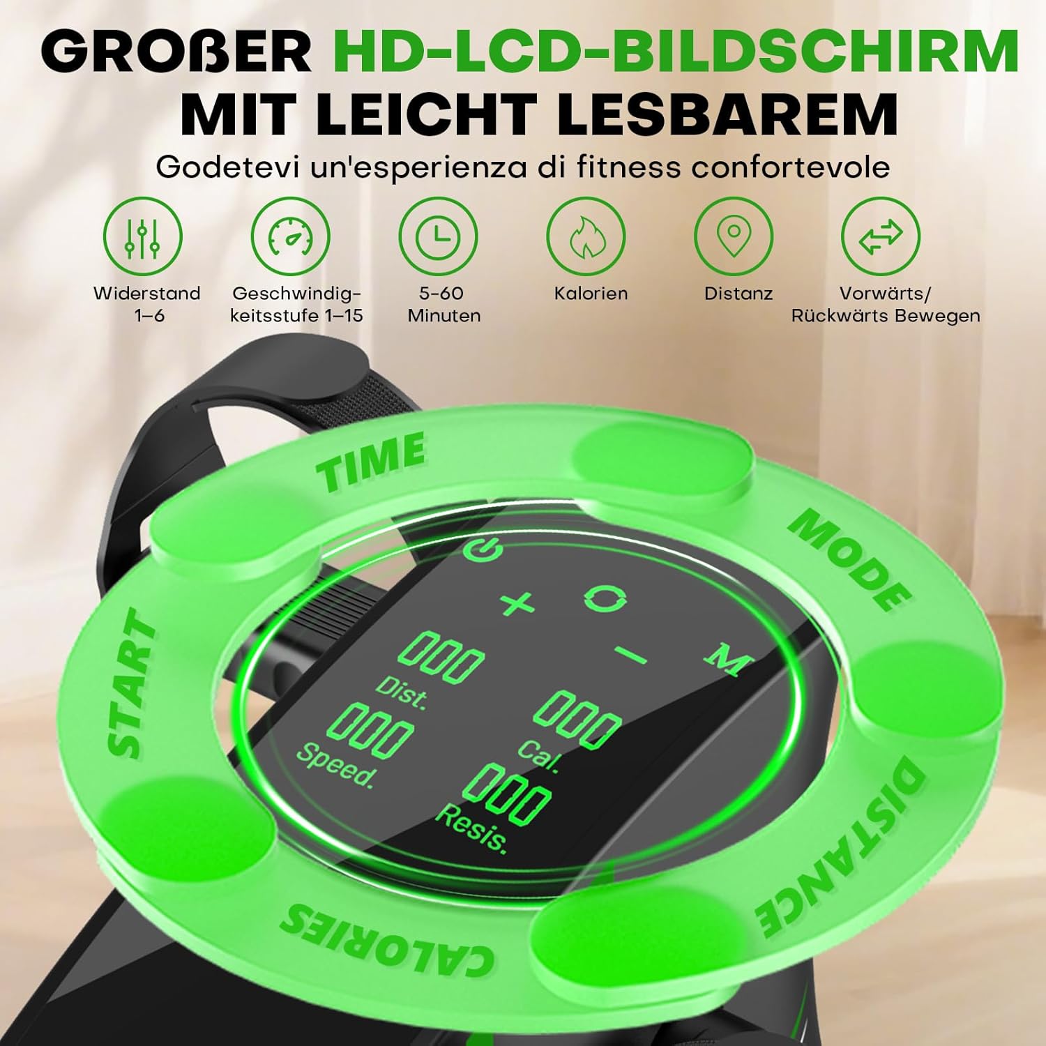 Pedaltrainer, MOSUNY 2026 2-in-1-Pedaltrainer für Zuhause mit Widerstand + Geschwindigkeit, leisem & großem LCD-Display + rutschfester Matte, Arm- und Beintrainer für Senioren, Heimtrainer für Senioren – Bild 4