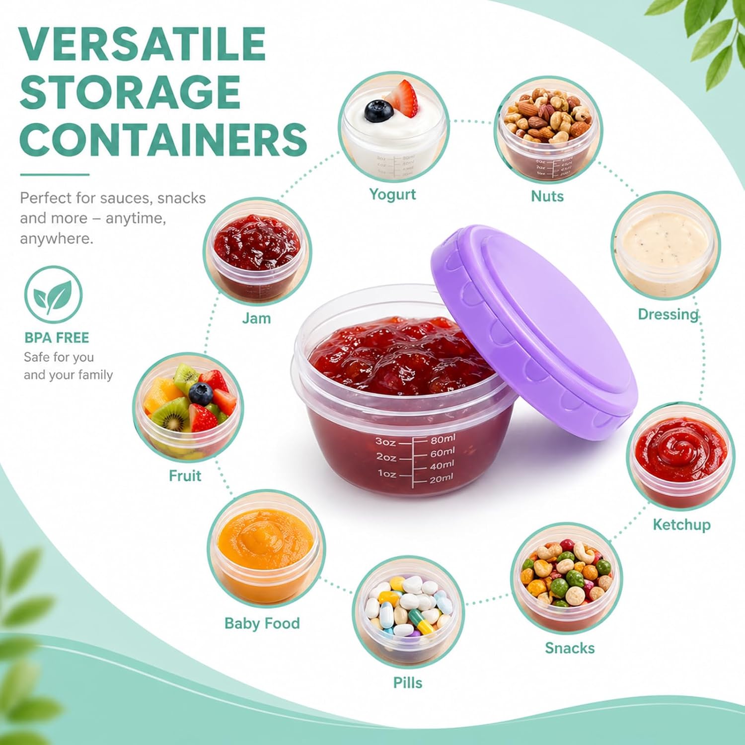 6 Stück Kleine Gefrierdosen mit Deckel 120ml, Auslaufsichere Mini Vorratsdosen BPA-frei, Stapelbare Frischhaltedosen & Gefrierbehälter für Snacks, Saucen, Babybrei & Meal Prep (5,5 x 7,5 cm) – Bild 6