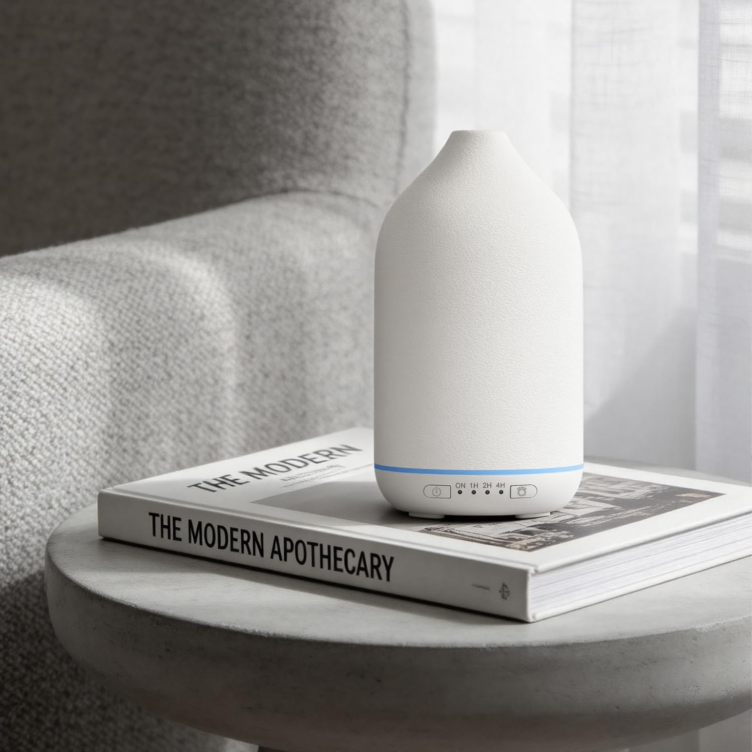SALKING Aroma-Diffusor, Keramik-Diffusor für ätherische Öle – Duftöl-Duftdiffusor, Ultraschall, BPA-frei, mit einstellbarem Nebelmodus, automatische Abschaltung, leise, für Zuhause, Büro, Yoga, 200 ml, Weiß – Bild 6