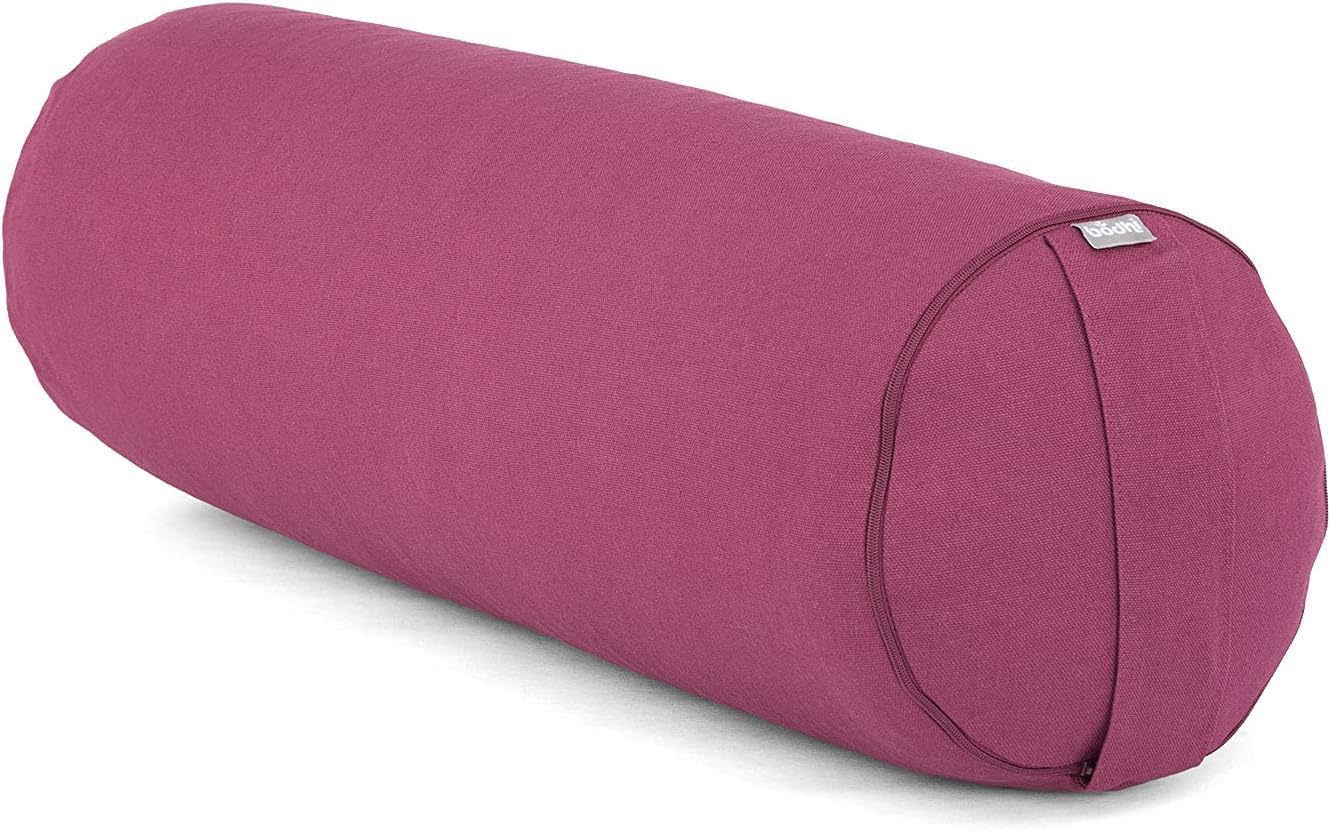 Bodhi Yoga Bolster Rolle Durchmesser 22 cm | Yogarolle mit Bio-Dinkelfüllung | Yogakissen für restauratives und Yin-Yoga | Waschbarer Bezug aus Baumwolle | Pilateskissen mit Tragegurt