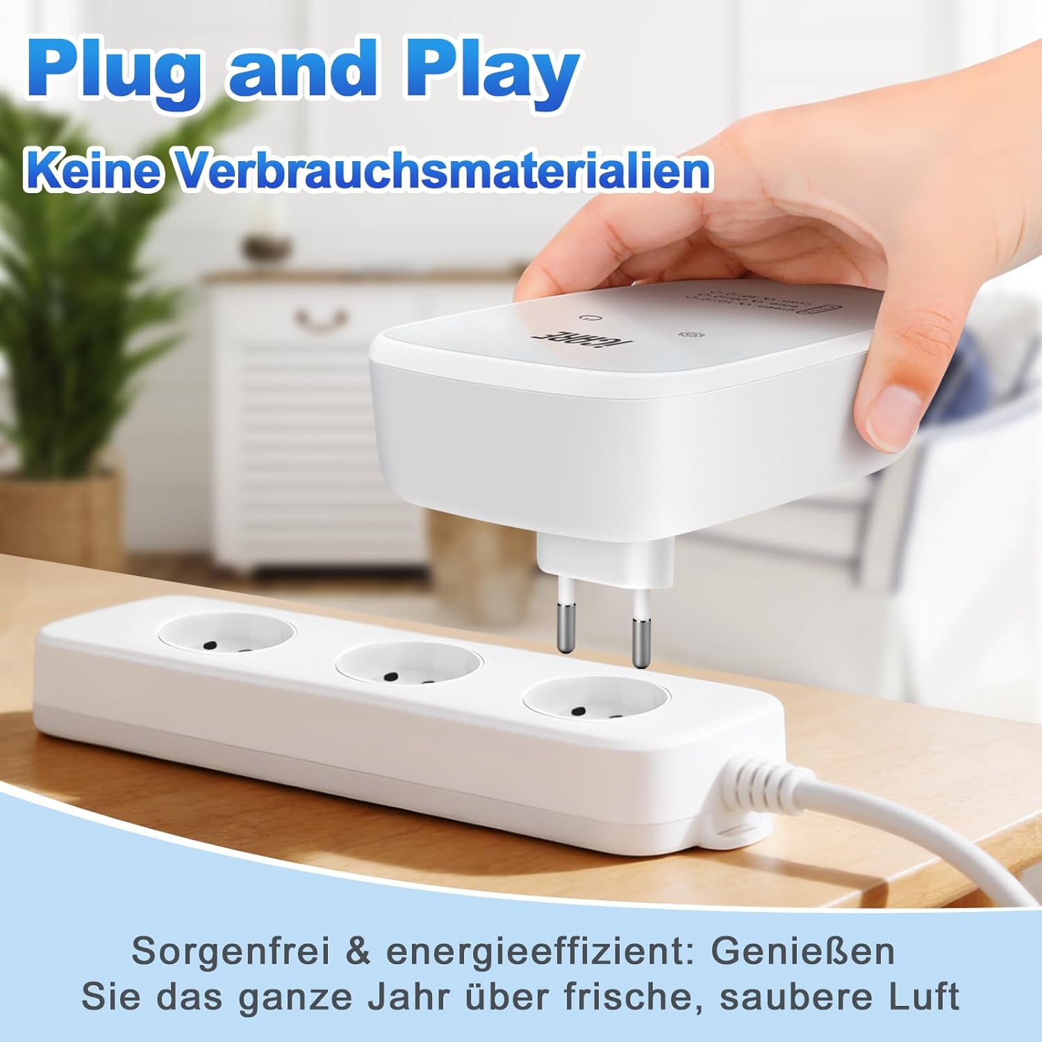 ICARE Luftreiniger mit Ionisator, Luftreiniger-Ionisator-Generator mit 3 Farblichtmodi, ultraleiser Plug & Play Negativ-Ionen-Luftreiniger für Büro, Zimmer, Badezimmer, Rauch, Haustiere, ozonfrei – Bild 6