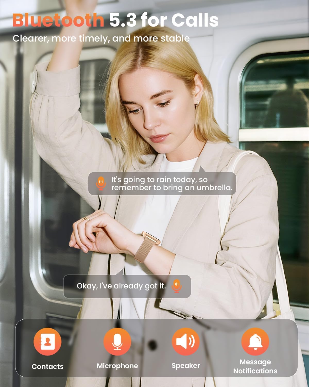 Damen-Smartwatch mit Telefonfunktion, 1000 mAh Akku, 100 Tage Standby, 1,83 Zoll Fitnessuhr mit Herzfrequenz, SpO2, Schlafüberwachung, 120+ Sport-Mod, IP68 Smartwatch, Schrittzähler für Android iOS, Roségold – Bild 6