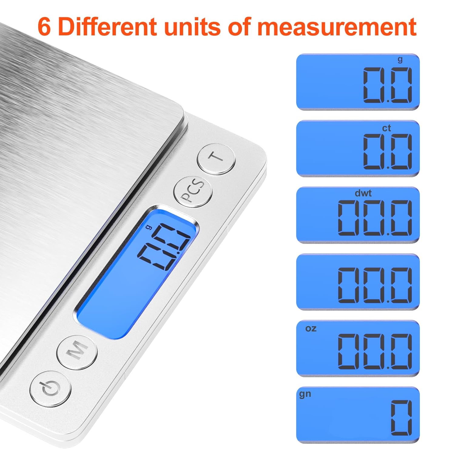 Elektronische Küchenwaage von Gvolatee, 3 kg/0,1 g, digitale Waage aus Edelstahl mit LCD-Display und Tara-Funktion, automatische Lagerwaage mit 6 Maßeinheiten, Wiegen von Lebensmitteln zum Kochen, Backen, Mischen – Bild 5