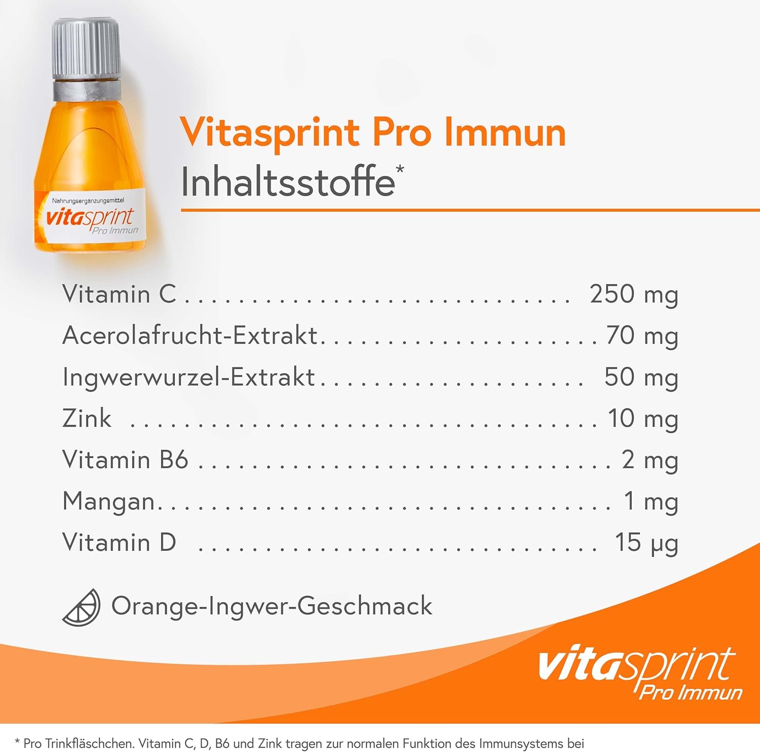Vitasprint Pro Immunflasche – Natürliches Nahrungsergänzungsmittel zur Aktivierung der Abwehrkräfte – 1 x 24 Trinkampullen – Bild 2