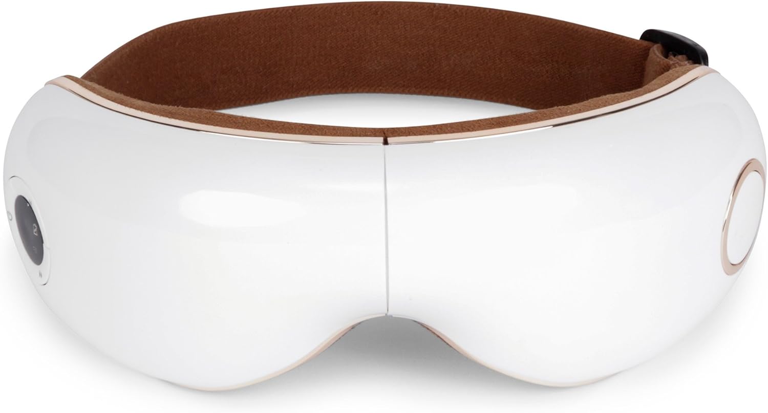 GLOBAL RELAX Skandas Gesichts- und Augenmassagegerät, faltbare Brille mit Vibrationsmassage, Pressotherapie, Wärme, Musik, Concealer für Augenringe, integrierte Lautsprecher – Bild 3