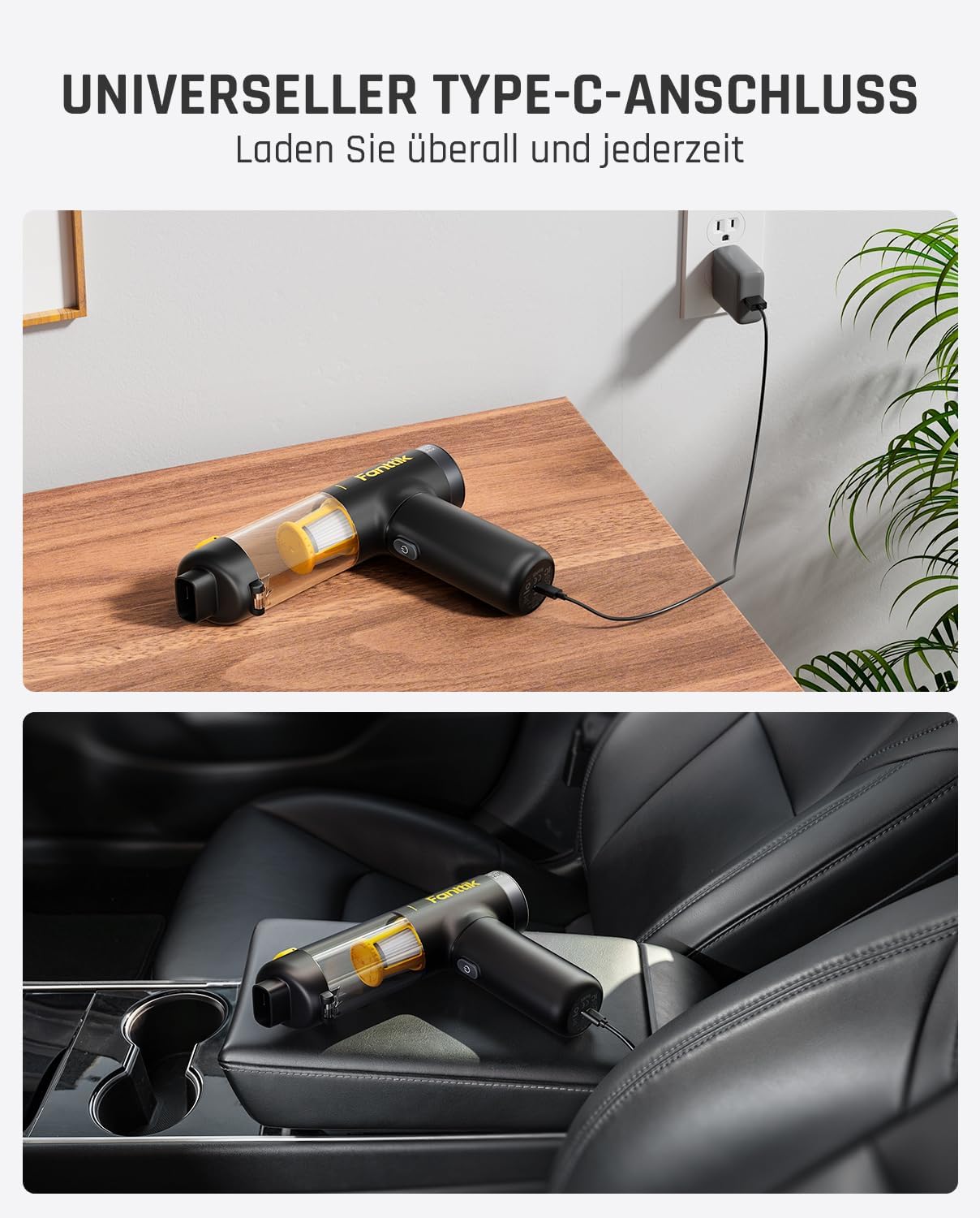 Fanttik Slim V10 Mix Kabelloser Auto-Staubsauger, 4-in-1-Handstaubsauger, intelligentes LED-Farbdisplay, 16 kPa starke Saugleistung, tragbarer Mini-Staubsauger für Auto, Büro und Tastaturen – Bild 5
