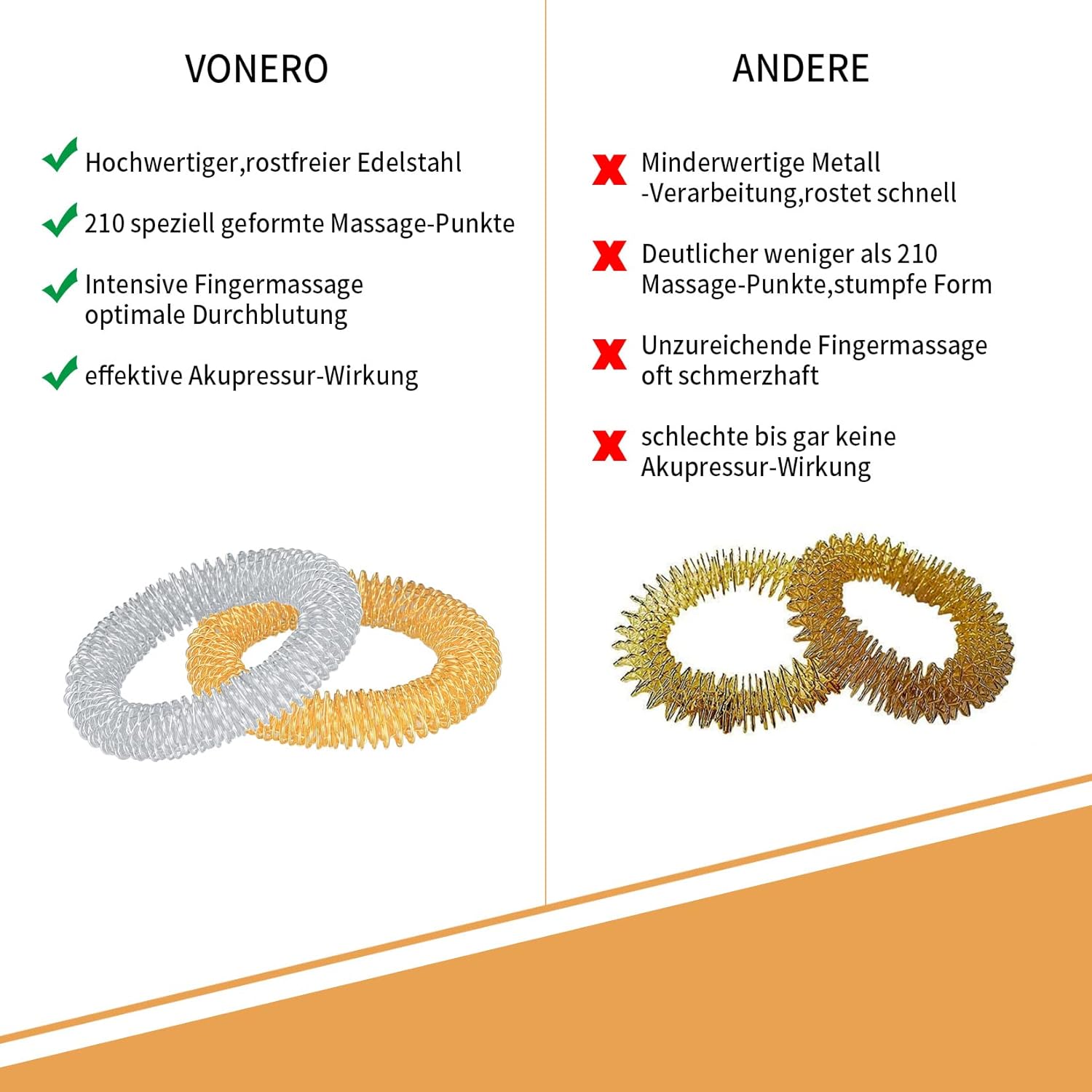14 Stück Fingermassageringe und Massagearmbänder (10 Ringe, 4 Armbänder), Akupressurring-Set für Jugendliche, Erwachsene, Stressreduzierer und Finger-Handgelenk-Massagegerät – Gold, Silber (14) – Bild 3