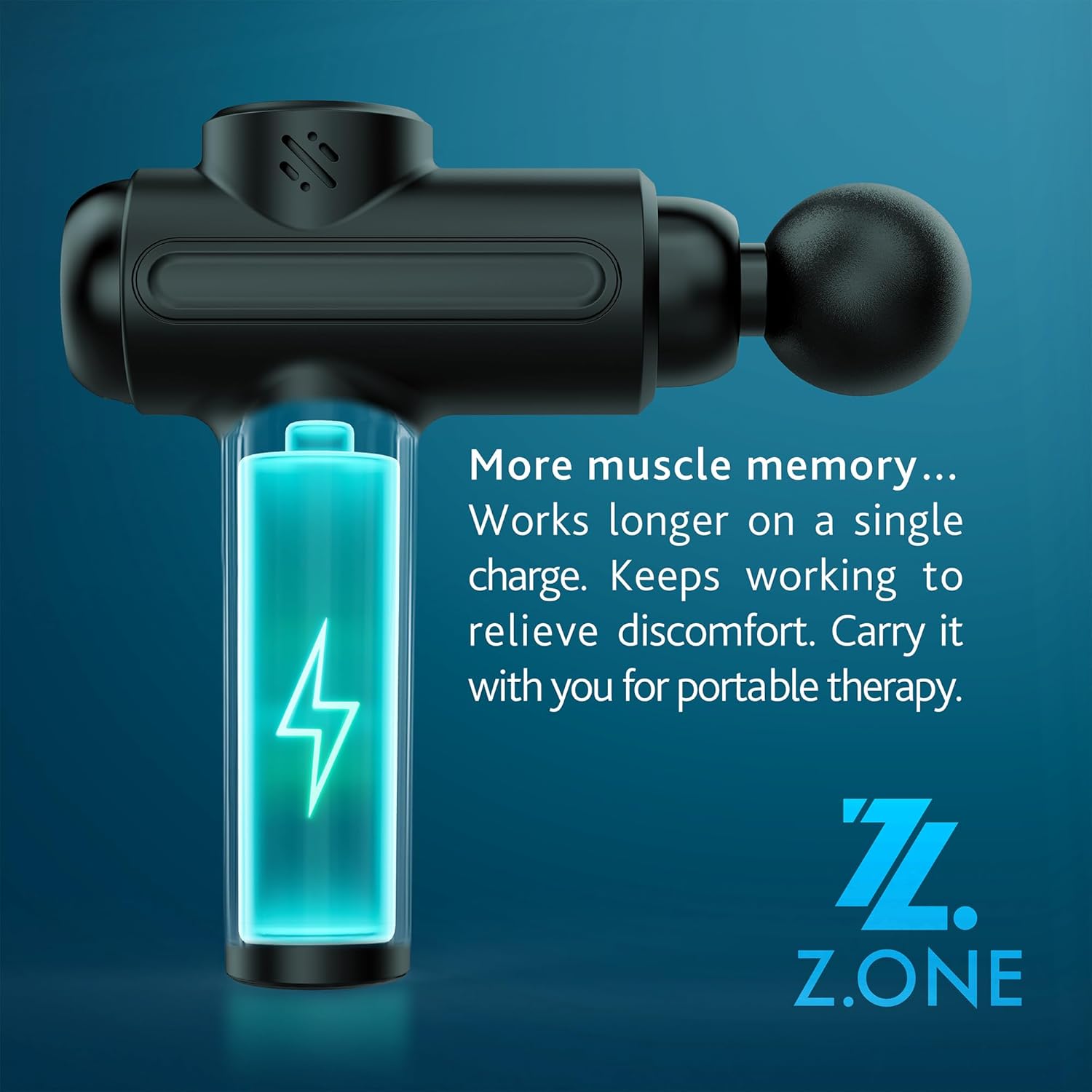 Z.ONE Tiefengewebe-Massagepistole zur Muskelentspannung – mit 4 Aufsätzen, leistungsstarker, leiser Motor, USB-C, wiederaufladbar, tragbar, für Rücken, Beine, Nacken, Schultern, Ganzkörperentspannung, 1 Stück – Bild 4