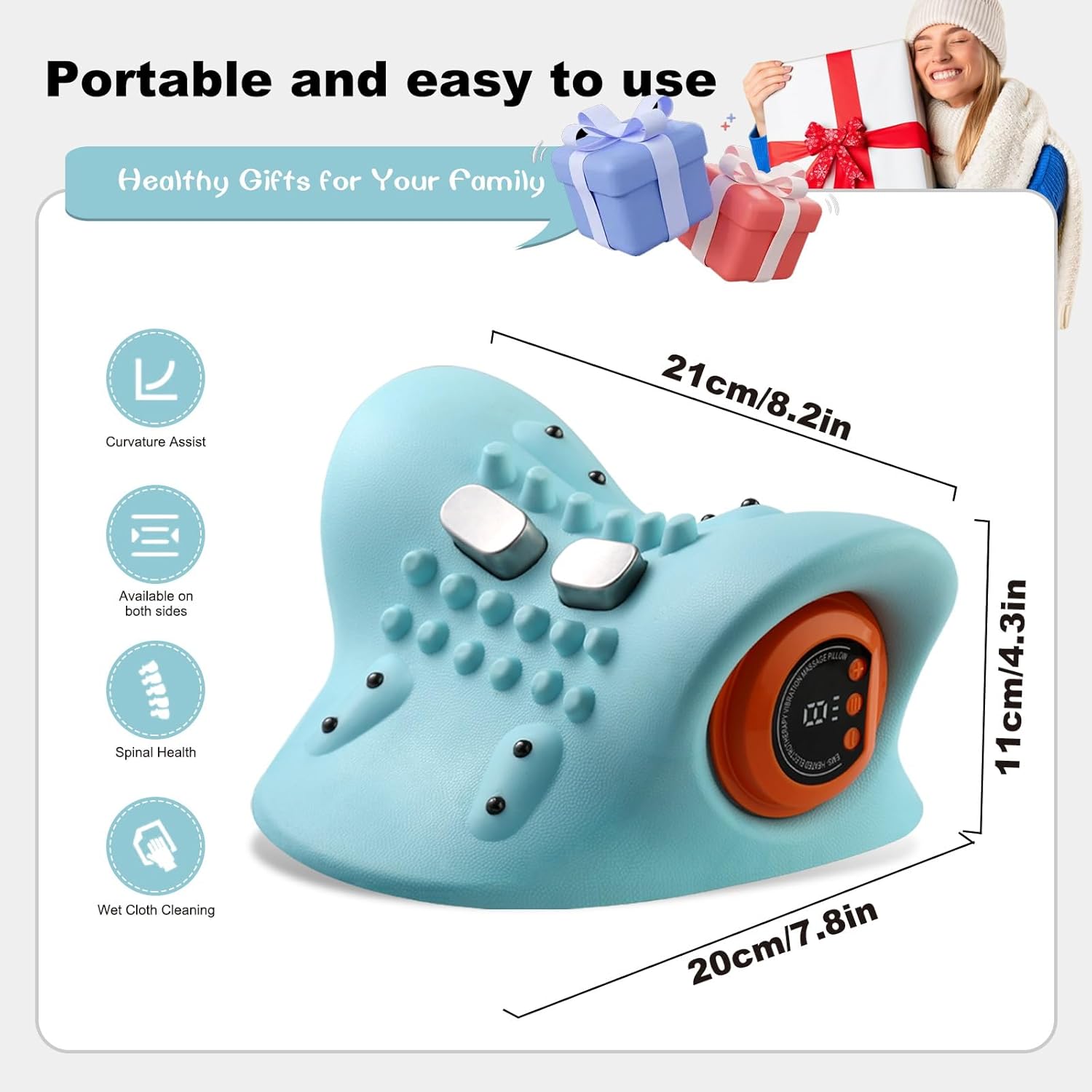 Nackenmassagegerät mit Wärme, 3D-Nackenmassagegerät, kabelloses Nackenmassagegerät, 3 Modi und 6 Intensitätsstufen – Bild 5