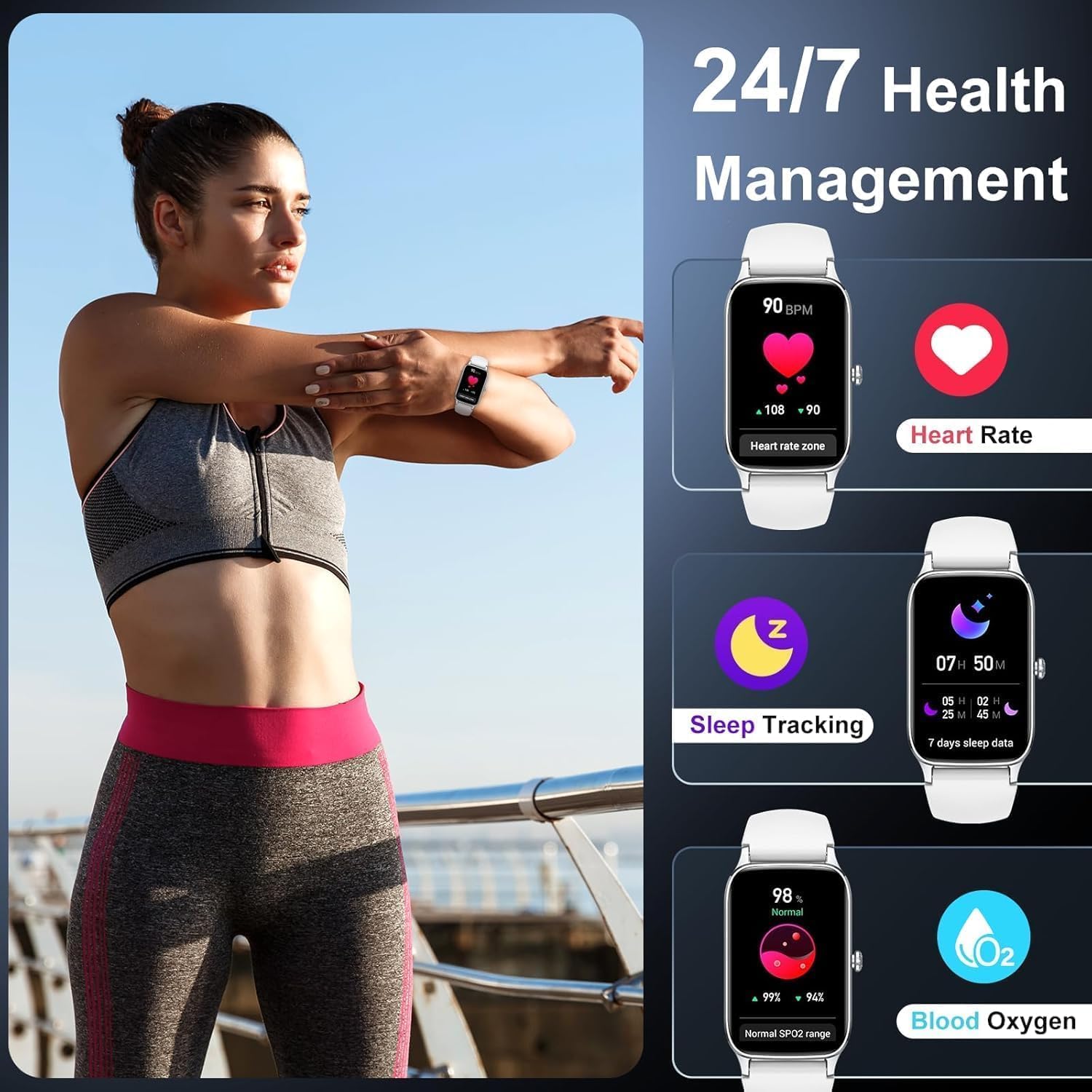 Soudorv Smartwatch Herren Damen 1,57 Zoll HD Fitnessuhr Herren – Bild 5