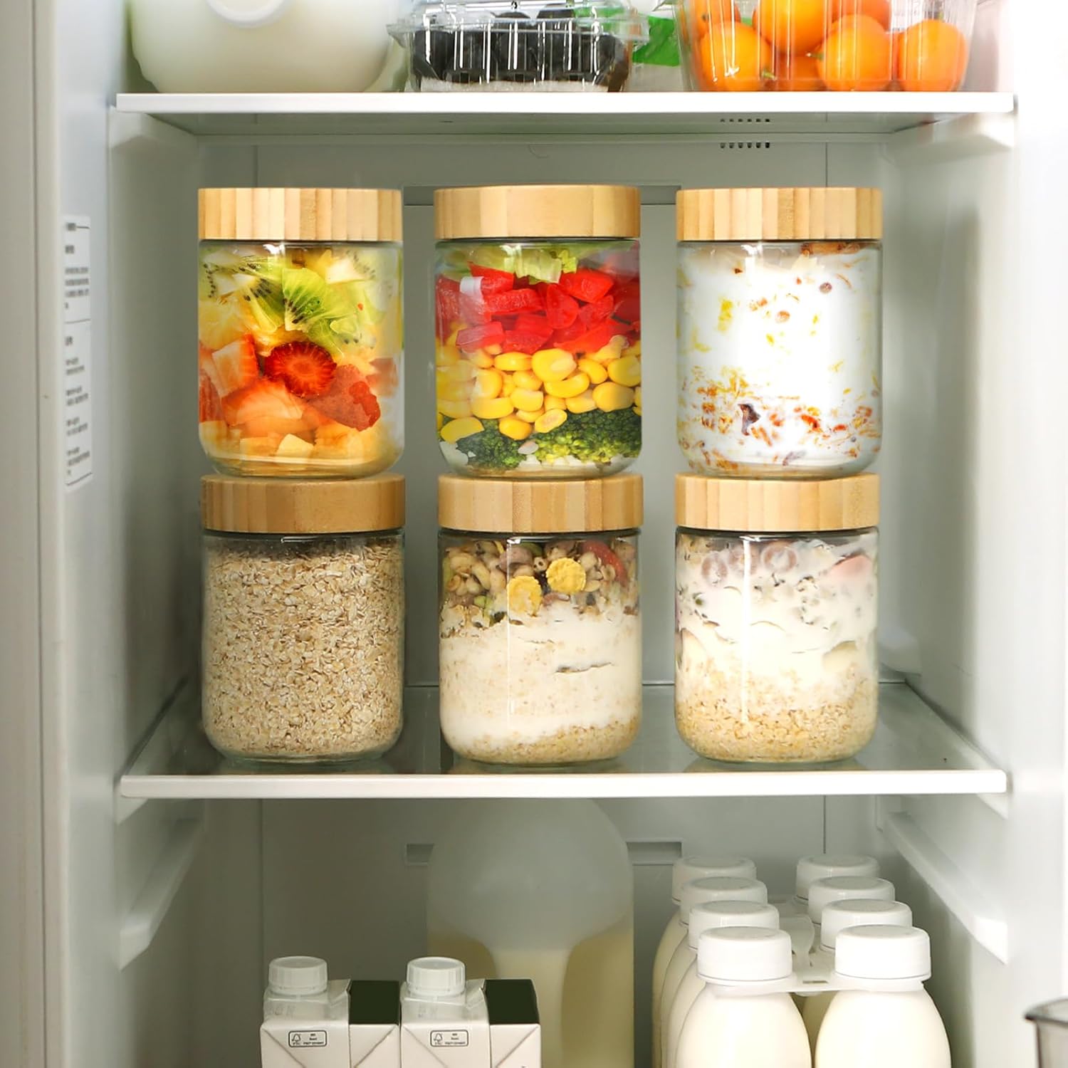 6 Stück Mealprep-Gläser, Overnight-Oats-Gläser mit luftdichten Deckeln, 500-ml-Einmachgläser mit Schraubdeckel, multifunktionales Meal-Prep-Glas-Einmachglas für Marmelade, Salat, Milchshake, Joghurt – Bild 7