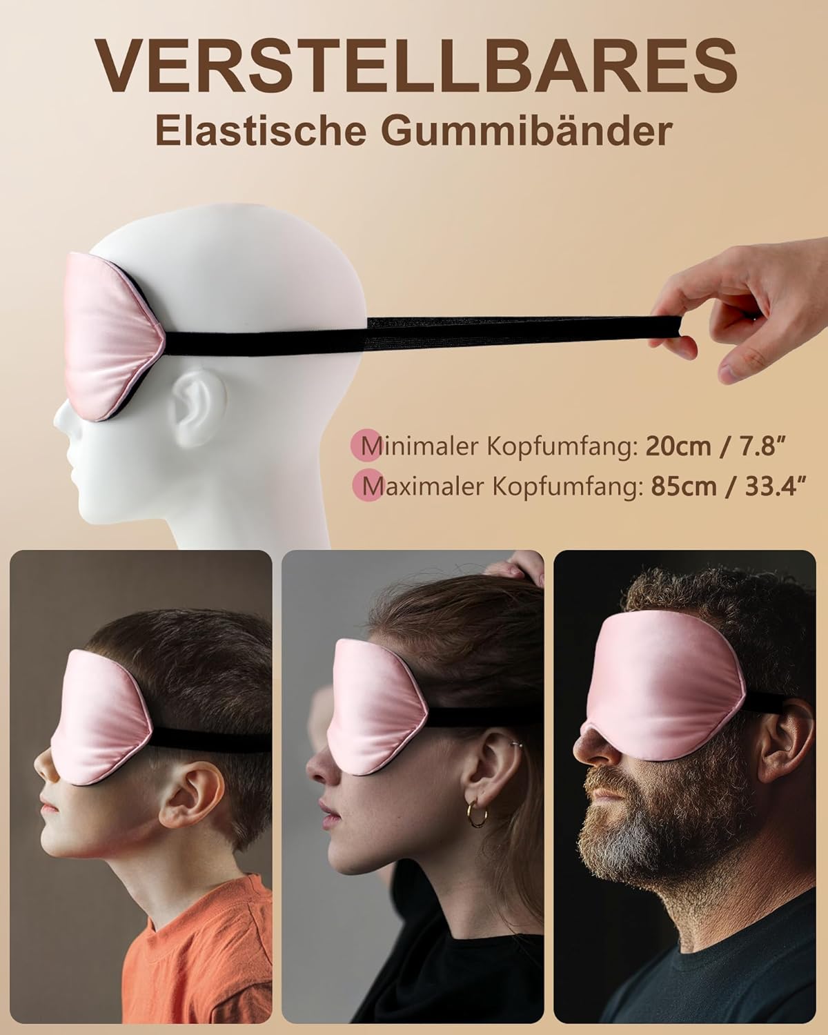 Aosun Seidenschlafmaske für Seitenschläfer, 22 mm, Augenmaske aus 100 % Bio-Maulbeerseide, ideale Geschenke für Frauen und Mütter, lichtblockierende Schlafmaske, Augenklappe mit verstellbarem Riemen für Yoga – Bild 6