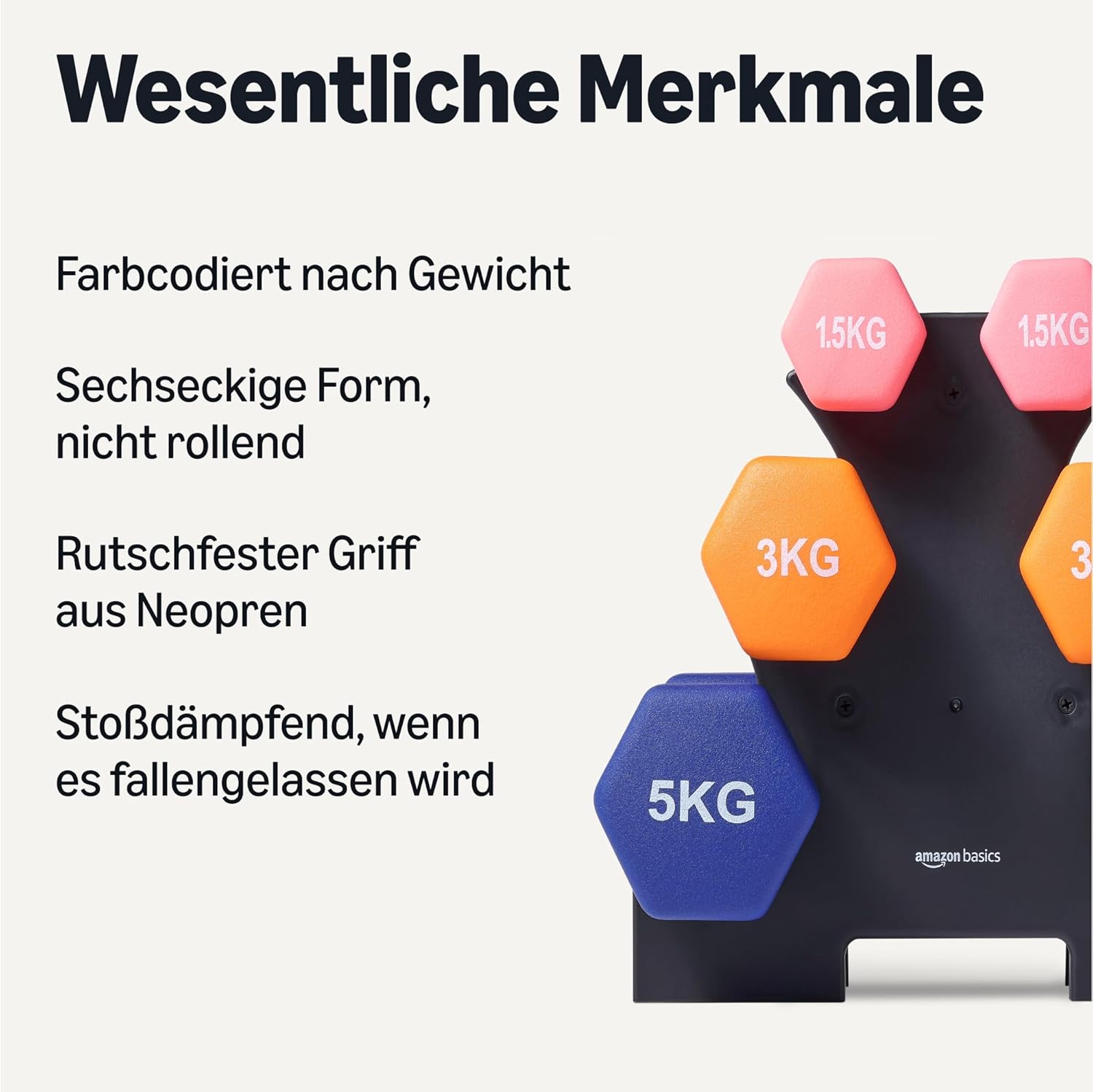 Amazon Basics Neopren Hanteln Gewichte (2er-Sets, 1kg - 5kg Hanteln) – Bild 2