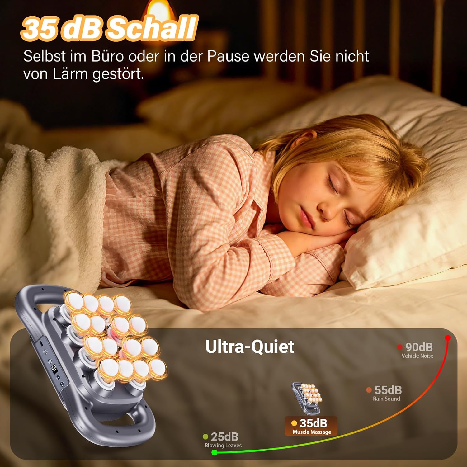 Massagepistole mit 16 Köpfen, 9 Modi und 9 Intensitäten – elektrisches Massagegerät für Rücken, Beine und tägliche Muskelentspannung – Bild 6