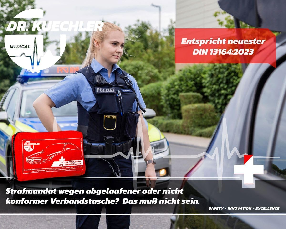 Hochwertige Auto-Verbandstasche, DIN-Norm 13164, 2026, Auto, Kfz-Verbandskasten, für TÜV-Prüfung, Kompletter Verbandskasten Auto, Farbe Verbandskasten: Rot – Bild 7