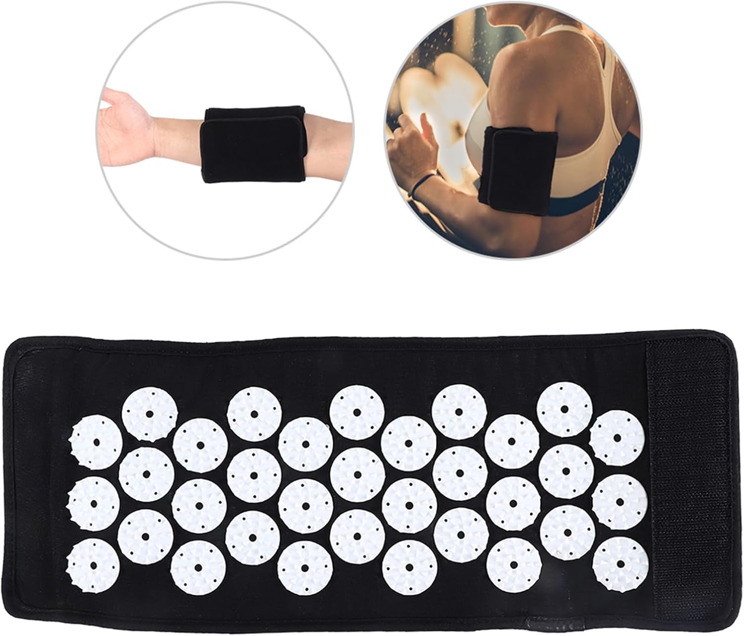 Fyearfly Akupressur-Armband, Massagegürtel, verstellbare Akupressurmatte für Arm, Nacken und Schulter, Stressabbau und Entspannung, für Yoga, Fitness und Büro (schwarz) – Bild 2