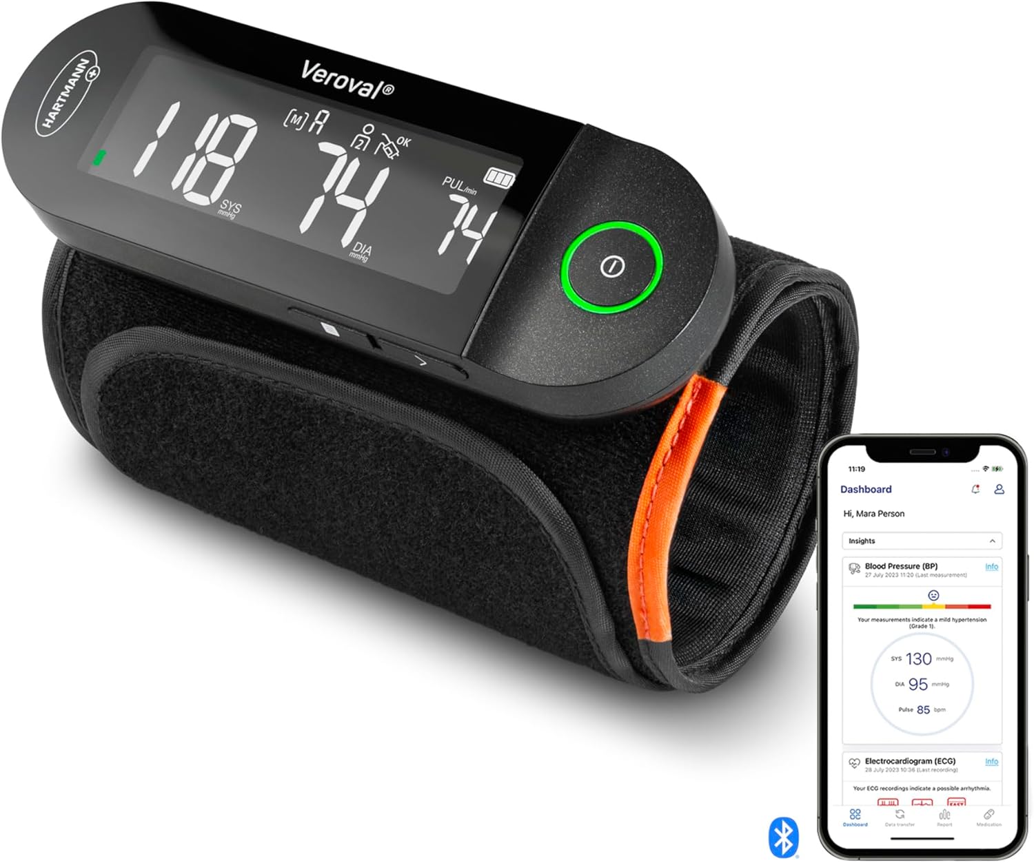 Veroval® fusion Oberarm-Blutdruckmessgerät ohne Kabel und Schläuche, digitales & vollautomatisches Blutdruckmessgerät mit Bluetooth® & Health App, Datenübertragung an Apple Health und Health