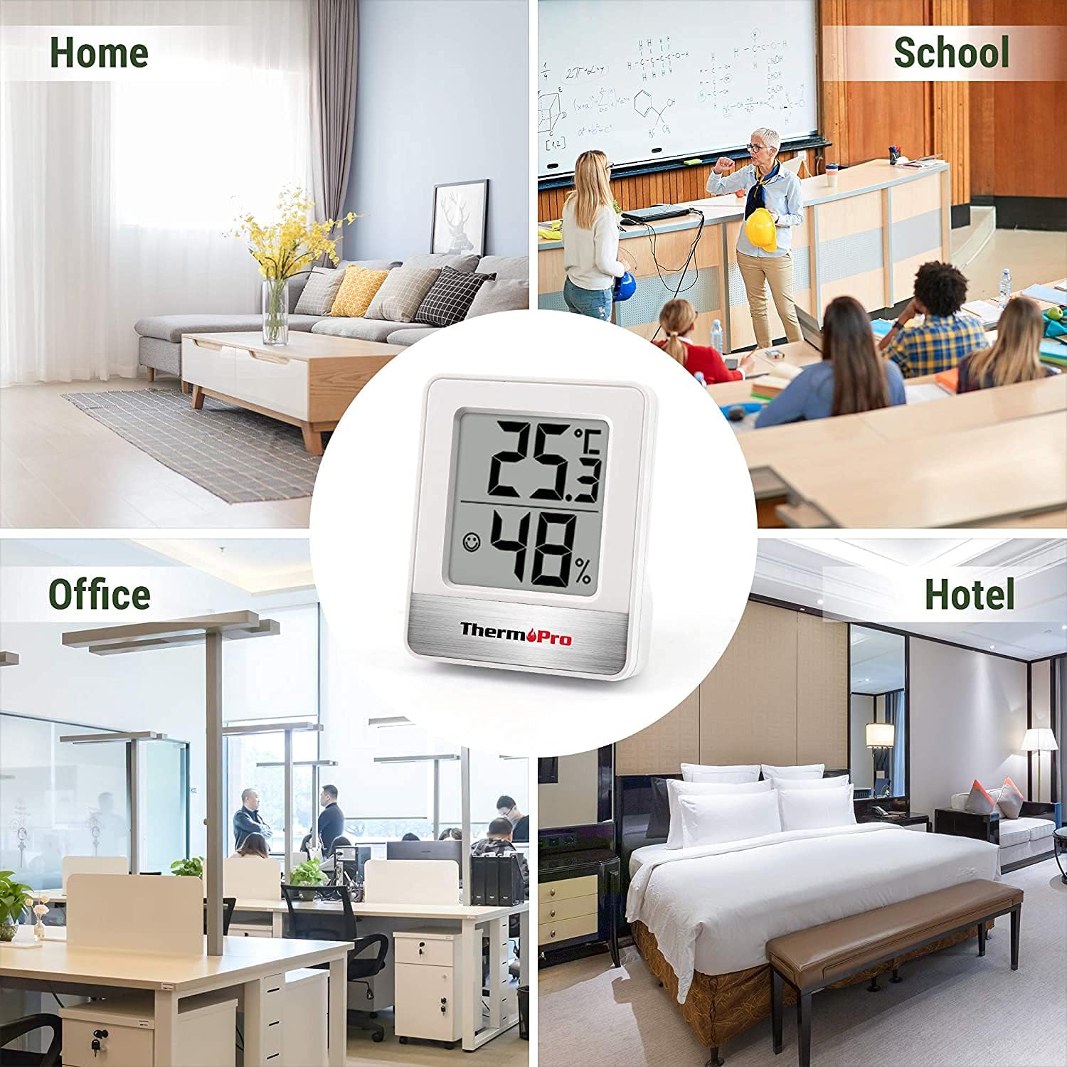 ThermoPro TP49W-3 Digitales Mini-Thermo-Hygrometer-Thermometer, Raumthermometer für den Innenbereich, 3 Temperatur- und Luftfeuchtigkeitsmessgeräte mit Smiley-Anzeige – Bild 8