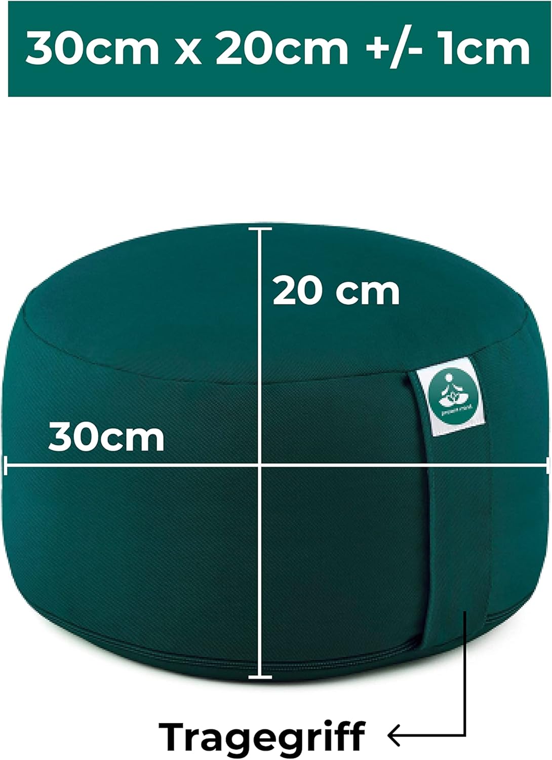 Yogakissen Meditationskissen, extra hoch, Sitzhöhe 20 cm, waschbarer Baumwollbezug, grün – Bild 4