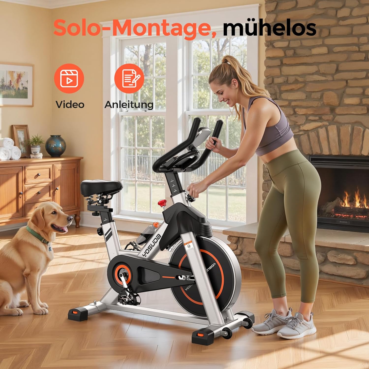 【2026 Aktualisiert】YOSUDA Heimtrainer Fahrrad, Leises Hometrainer Fahrrad mit einstellbarem magnetischem Widerstand, LED-Monitor, Tablet-Halter, Spining Bike Inndoor für Kardiotraining zu Hause – Bild 8