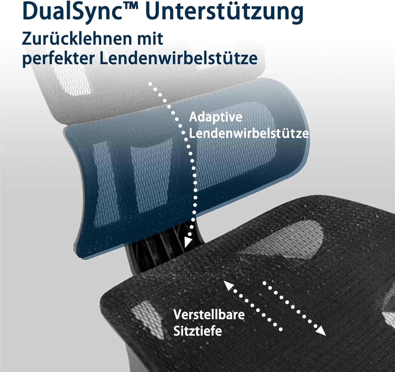 Ergonomischer Bürostuhl, groß und schwer, mit Fußstütze, 5D-verstellbaren Armlehnen, Lordosenstütze, Netzrückenlehne, verstellbarer Sitztiefe, drehbarer Gaming-Stuhl, Schwarz – Bild 5
