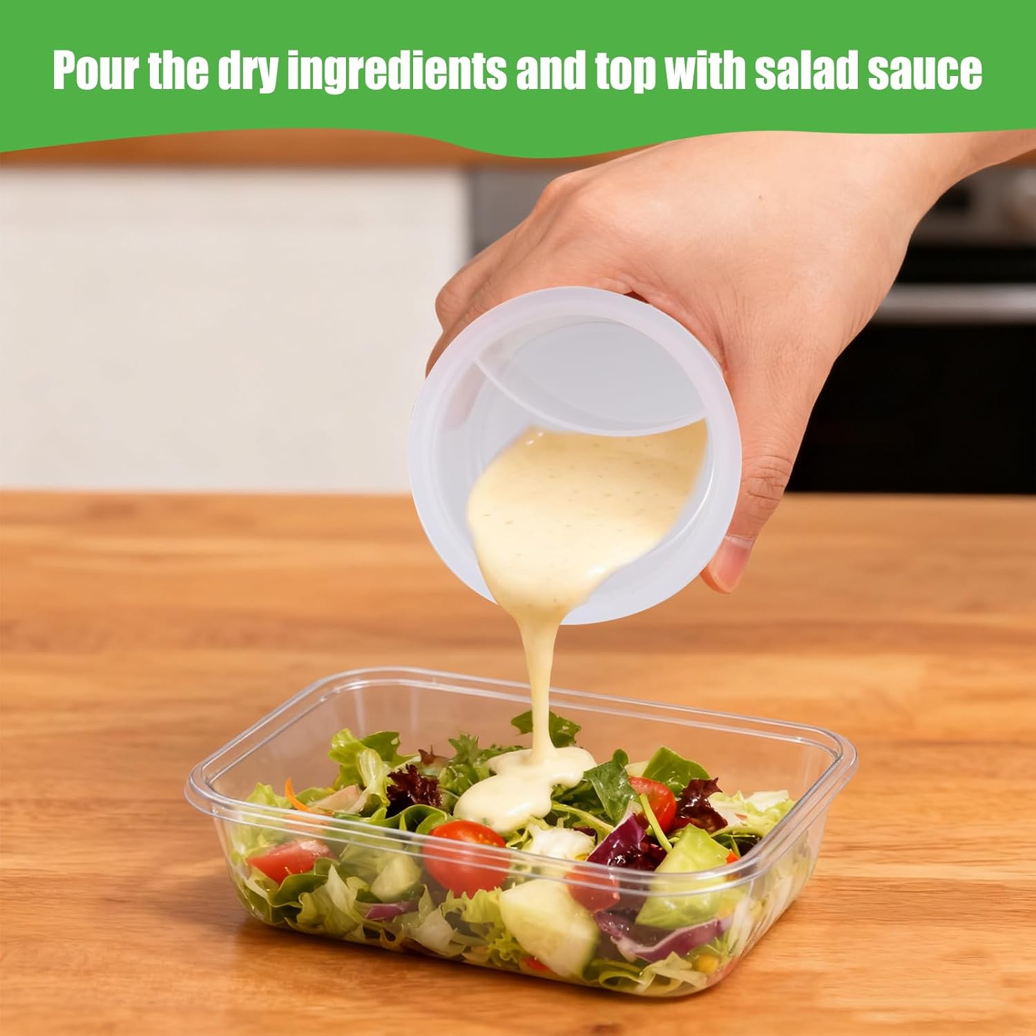 4 Meal-Prep-Gläser-Set mit Deckel, Salatbehälter, 1 Liter vertikale Schichtung, auslaufsichere Einmachgläser für Zuhause und Reisen für frische Salate, Marmelade, Overnight Oats und Mittagessen – Bild 6