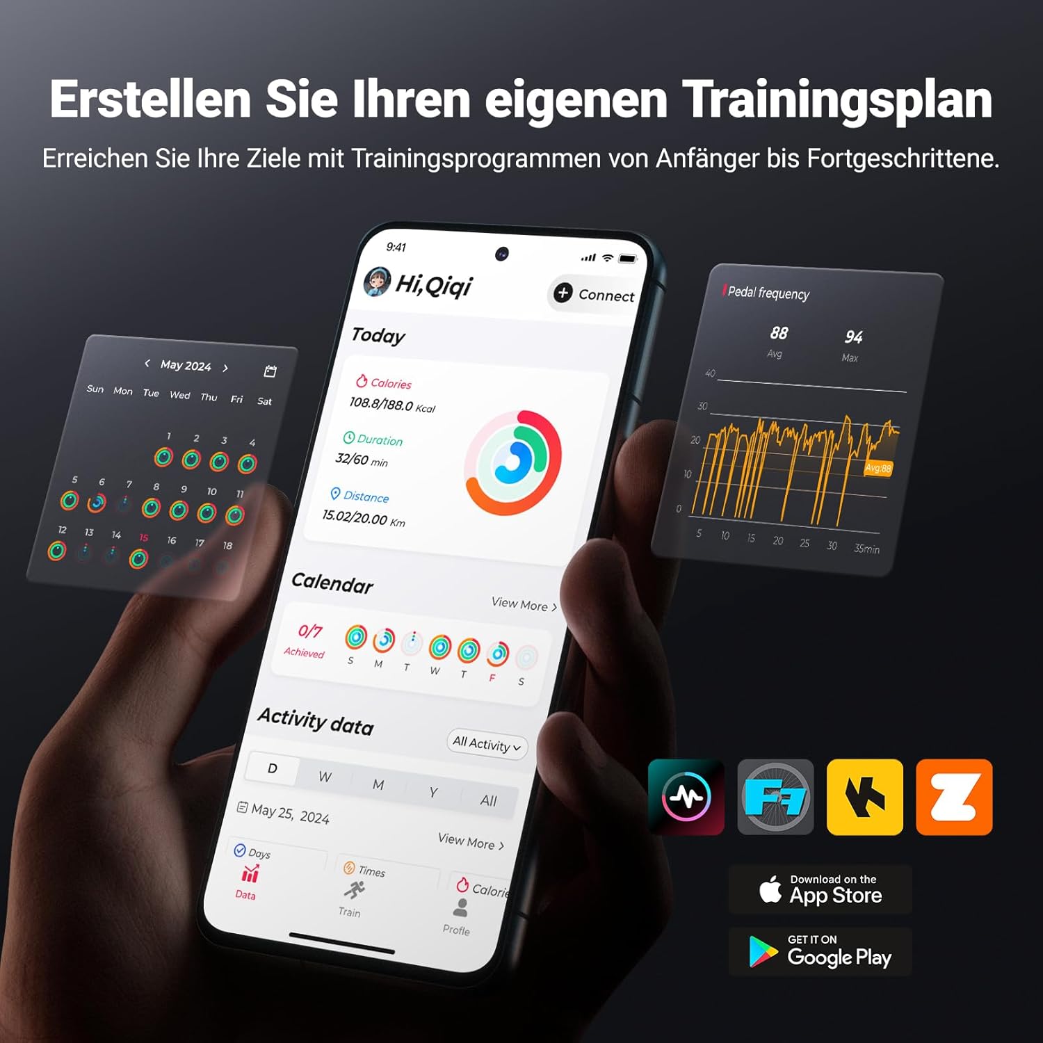 MERACH Heimtrainer, Bremsbelag/magnetisches stationäres Rad mit exklusiver App, geräuscharmes Indoor-Fahrradrad mit 270 Pfund Gewichtskapazität, Hantelständer und Fitnesskurse zur Gewichtsreduktion – Bild 6
