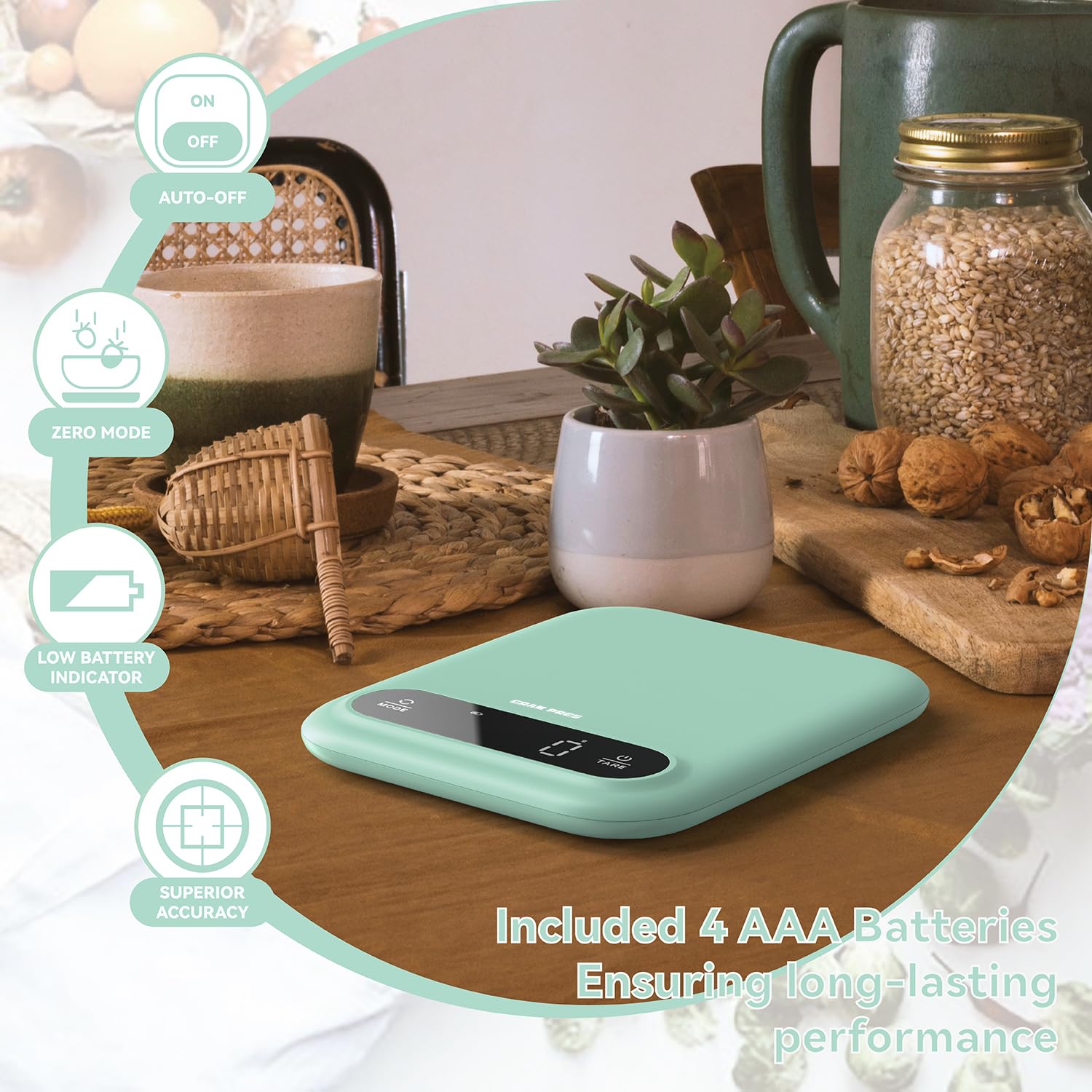 GRAM PRES Digitale Lebensmittelwaage 11 lb/0,01 oz, Küchenwaage mit digitalem Gewicht in Gramm und Unzen zum Abnehmen, Backen und Kochen, LED-Anzeige – Bild 3