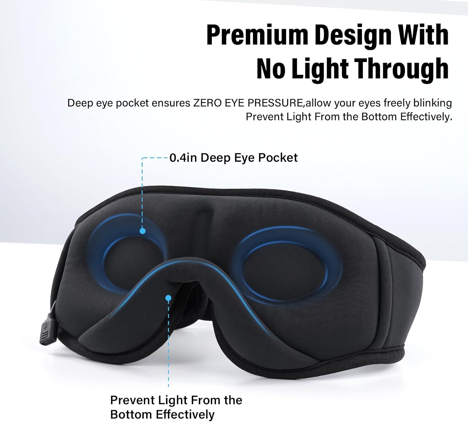 Schlafmaske mit Bluetooth-Kopfhörern, 3D-Schlafmaske, kabellose Musik-Augenmaske für schlafende Seiten-/Rückenschläfer, Schlafkopfhörer – Bild 4