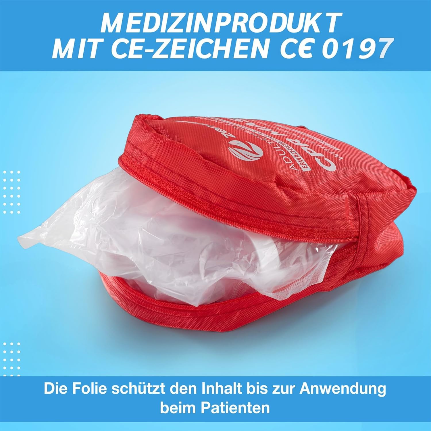CPR-Atemmasken-Erste-Hilfe-Set für Erwachsene/Kinder und Kleinkinder – Taschenmaske im Softcase (rot) mit Selbstventil und Sauerstoffeinlass – Bild 5