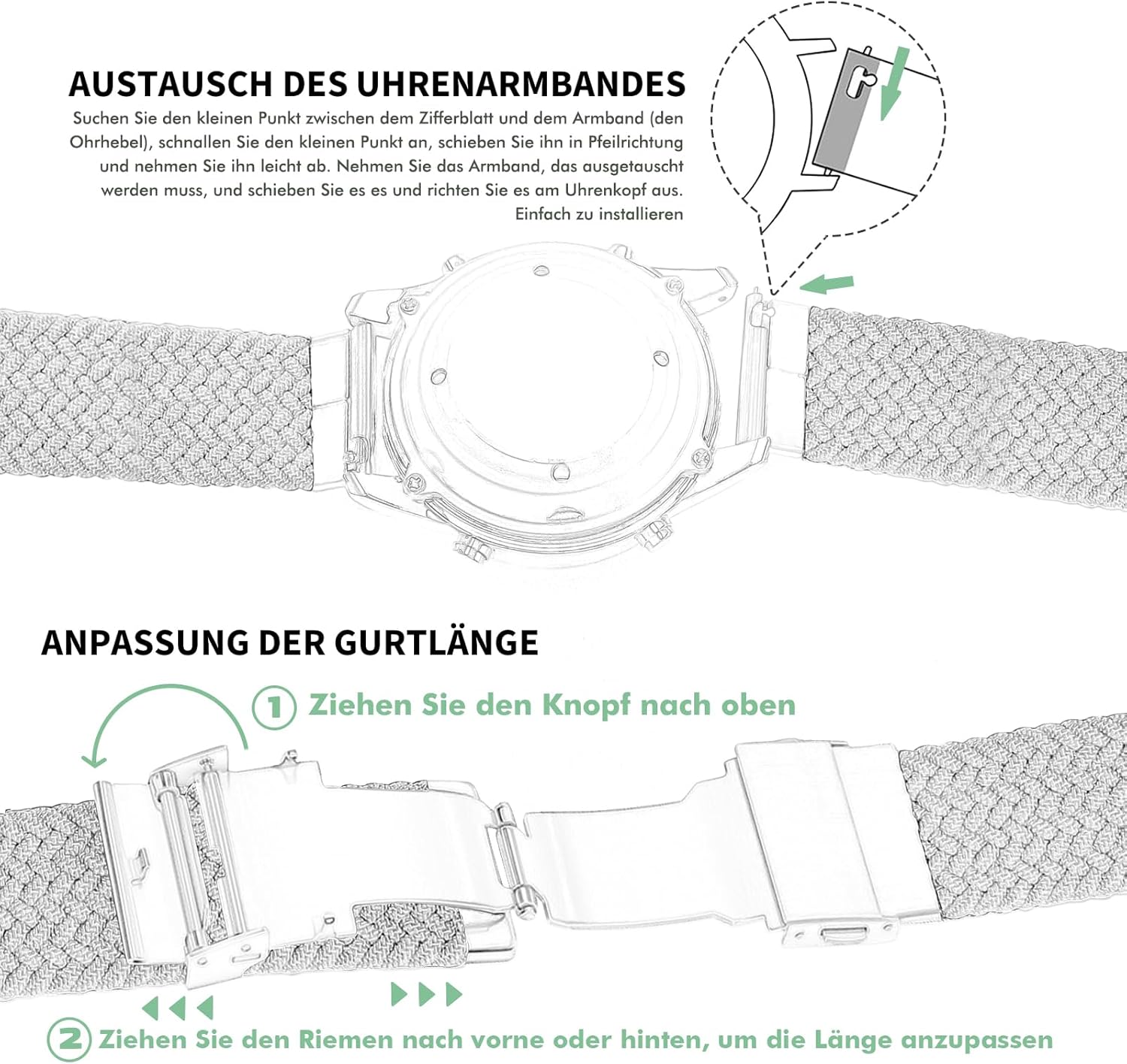 Schrittzähleruhr, modische Uhr, wasserdichte Uhr, großes digitales Display, einfacher Schrittzähler für Männer und Senioren, genauer Schrittzähler (grün) – Bild 7