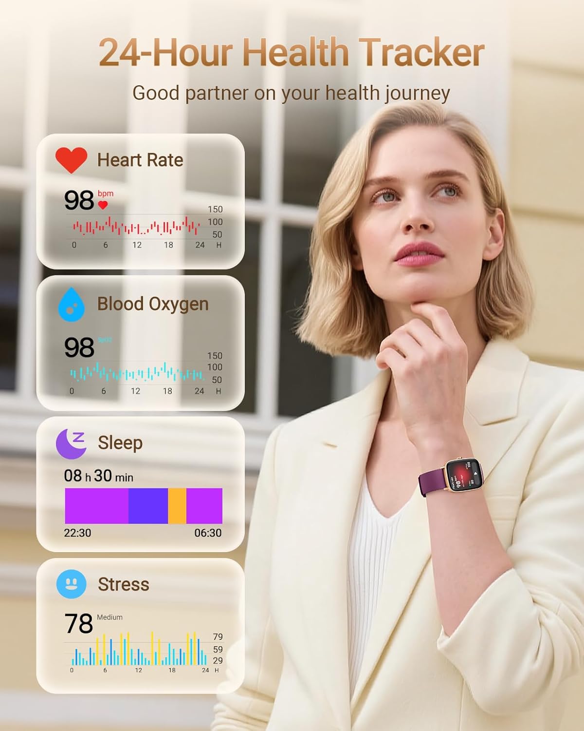 Smartwatch Damen Herren mit Telefonfunktion, 1,85 Zoll Fitnessuhr Smartwatch, 100+ Sportmodi, Fitnesstracker mit Herzfrequenz/SpO2/Schlafmonitor, Schrittzähler, IP68 wasserdichte Sportuhr für iOS Android – Bild 3