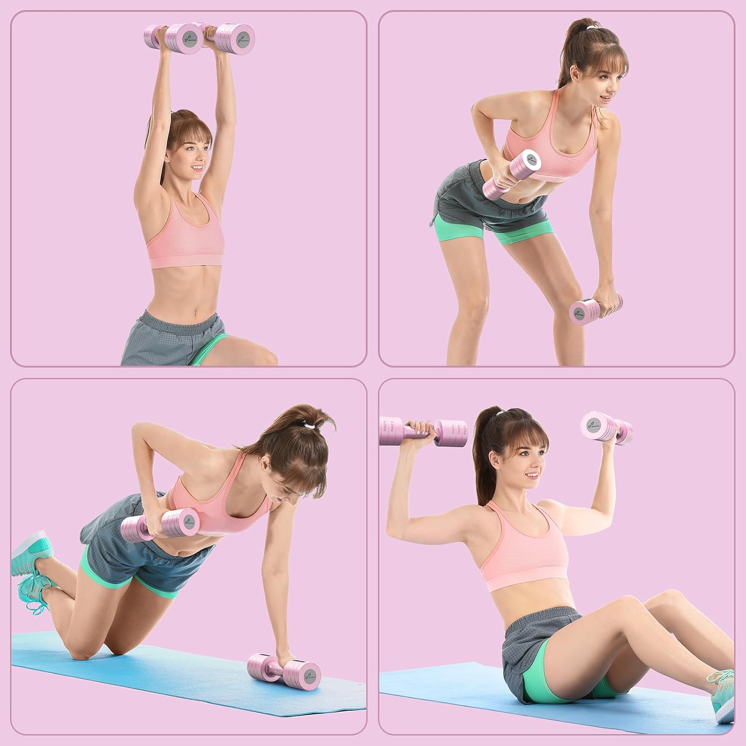 Sportneer Verstellbares Hantel-Set – Hanteln Damen-Set je 1–2,5 kg, 4-in-1-Hanteln-Set mit 2 Stück, verstellbares Hantel-Set für Heim-Fitnessstudio, Fitness, Krafttraining, Geschenk – Bild 6