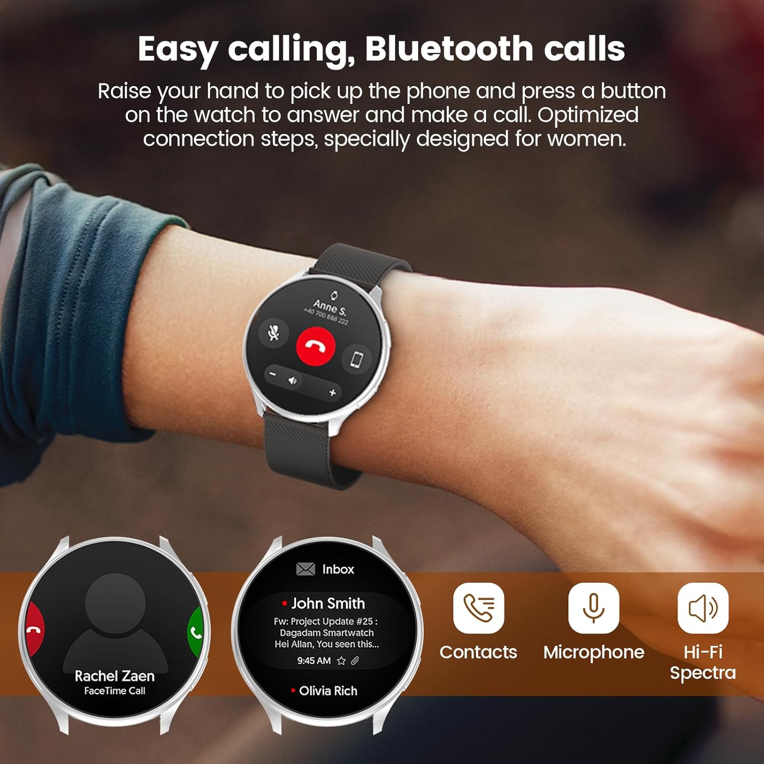SLOKSFil Damen Smartwatch mit Telefonfunktion, 1,39 Zoll Smartwatch rund mit SpO2, 24H Herzfrequenzmesser Blutdruck Schlafmonitor, Fitnesstracker 120+ Sportmodi Schrittzähler für iOS Android (Schwarz Silber) – Bild 4