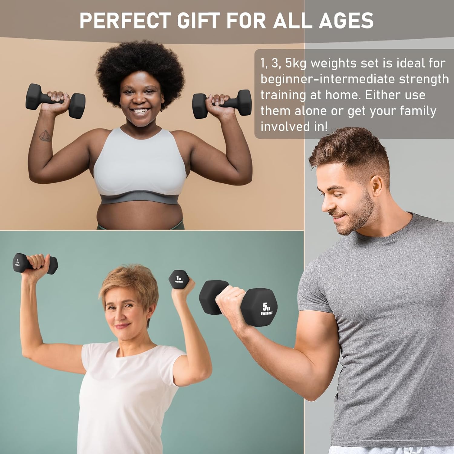 PhysKcal Hantel-Set, Hantel-Set und Aufbewahrungsständer für Heimtraining, Fitnessstudio – Bild 5