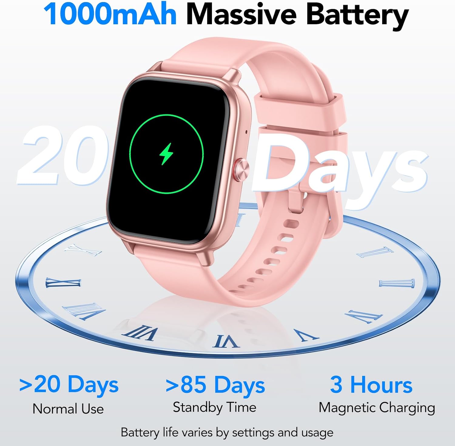 Smartwatch für Damen und Herren, 1,83 Zoll HD-Touchscreen, 20 Tage Akkulaufzeit, Fitnessuhr mit Herzfrequenzmesser, Schlafmonitor, Schrittzähler, Bluetooth-Anruffunktion, 112+ Sportmodi, IP68 – Bild 2