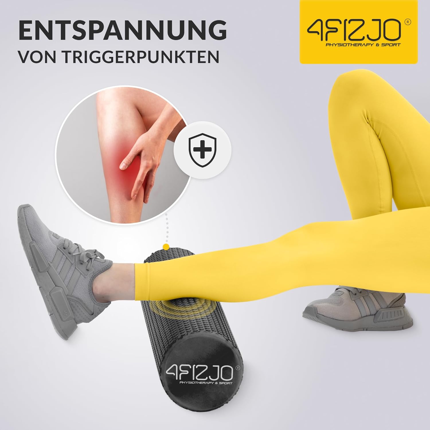 4FIZJO Faszienrolle mit Noppen aus EVA-Schaum, Durchmesser 15 cm, Länge 90 cm, Massagerolle, Rückenrolle, leicht, langlebig, mittlere Härte, Faszientraining, Massagetraining, schwarz – Bild 5