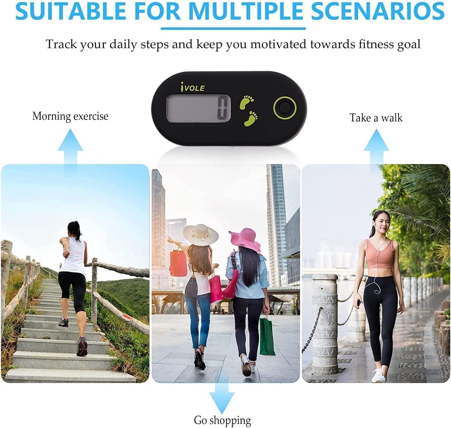 Sunshine Smile Schrittzähler zum Gehen,Einfache Schrittzähler,Mini-Pedometer- 3D-mit Clip-Lanyard,Pedometer Damen Herren Einfach – Bild 5