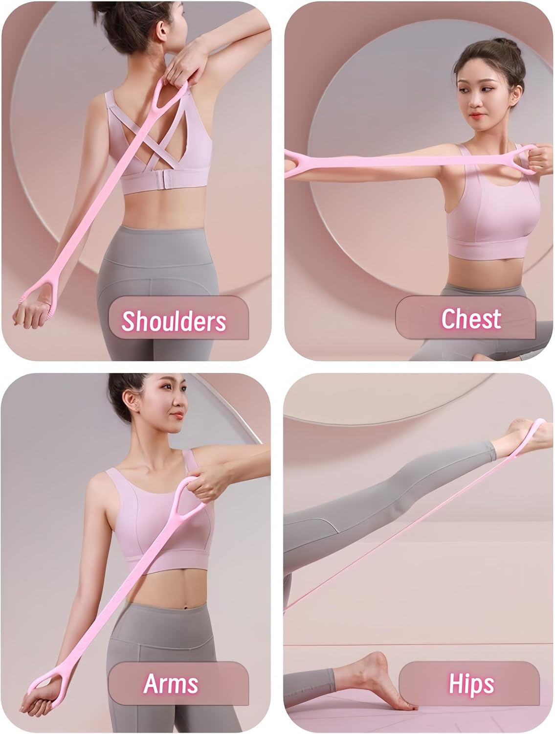 3er-Set Widerstandsbänder in 8er-Form, Armtrainingsbänder für Heimtraining, Übungsbänder, Pilates-Stretchbänder, Fitnessbänder, elastisches Band für den Rücken – Bild 2