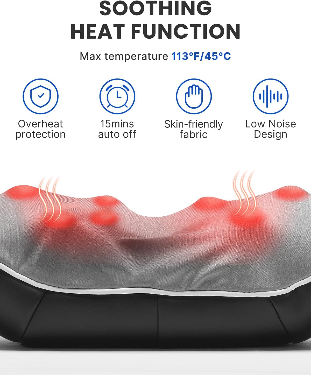 RENPHO Nackenmassagegerät mit Wärme, Schultermassagegerät, elektrisches Shiatsu-Massagegerät für Nacken und Rücken, 3D-Rotationsmassage, einstellbare Geschwindigkeiten – Bild 3
