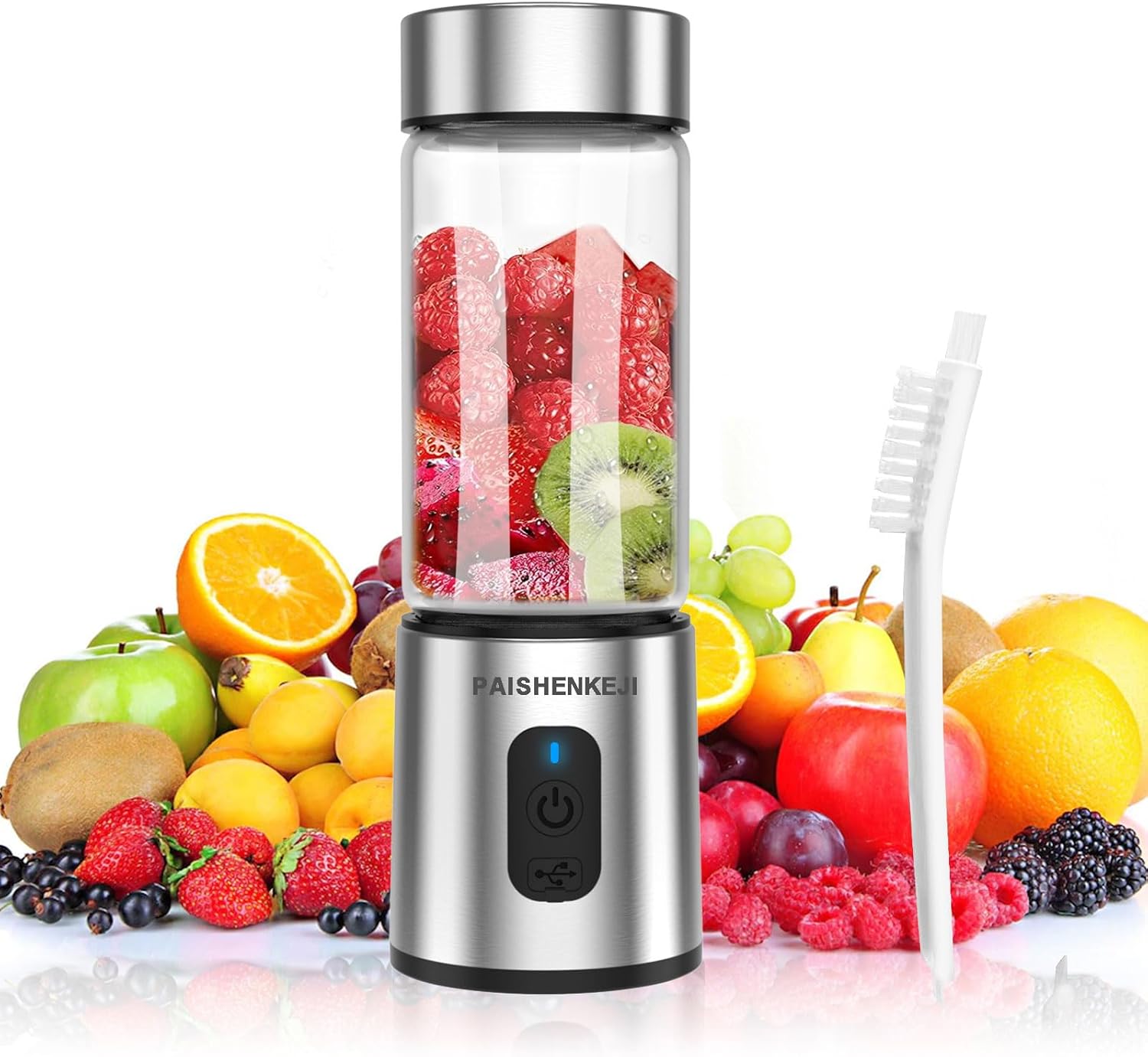 Glas-Smoothie-Maker Mini-Mixer – Standmixer, tragbarer Mini-Mixer, 400 ml Smoothie-Maker für unterwegs, persönlicher USB-Smoothie-Mixer zum Zerkleinern von Eis und gefrorenen Früchten